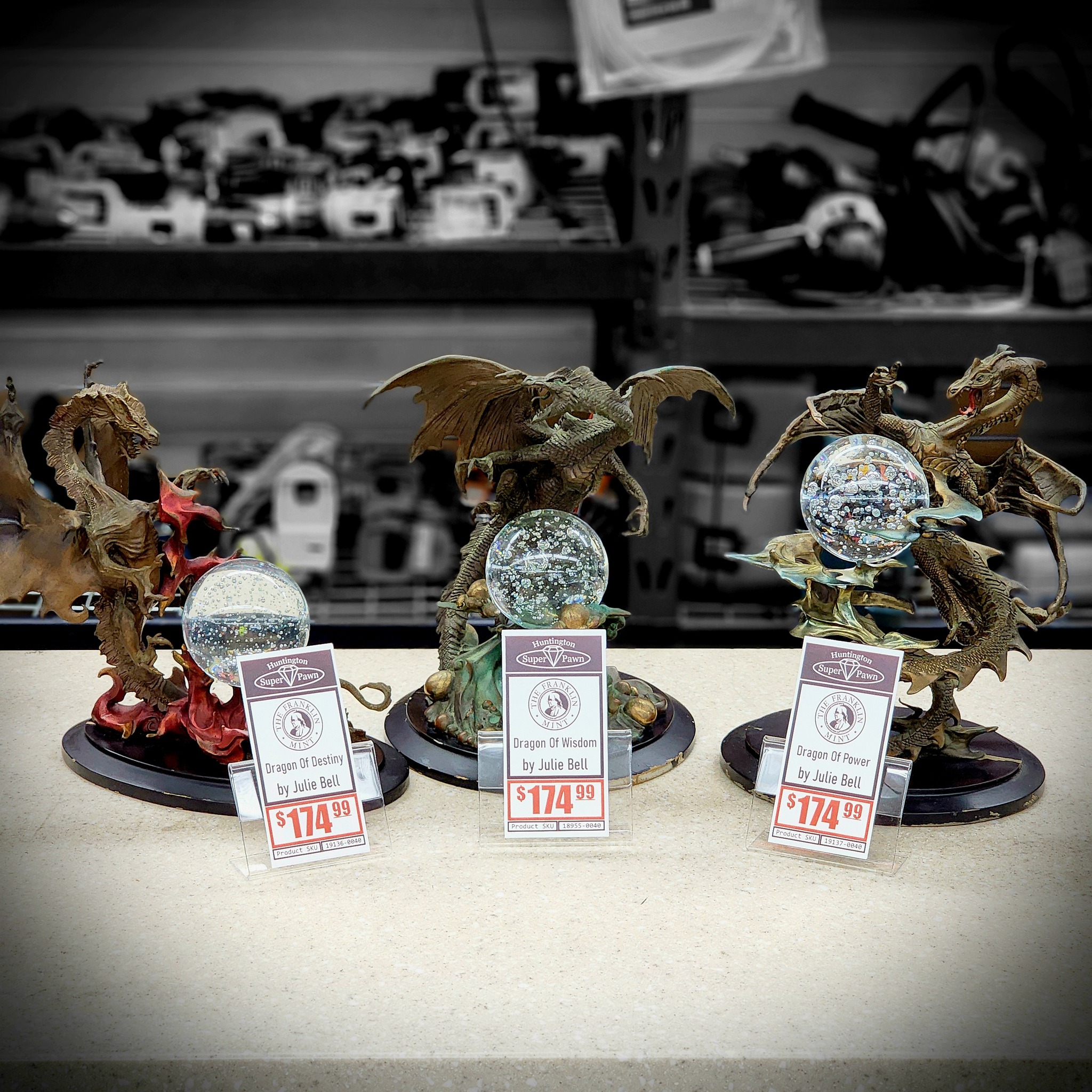 A little something for all dragon fans out there. The Franklin Mint bringing creations by Julie Bell: Dragons of Destiny, Wisdom & Power! All captured in bronze for a magnificent display of mysticism and beauty. Each, only $174.99.