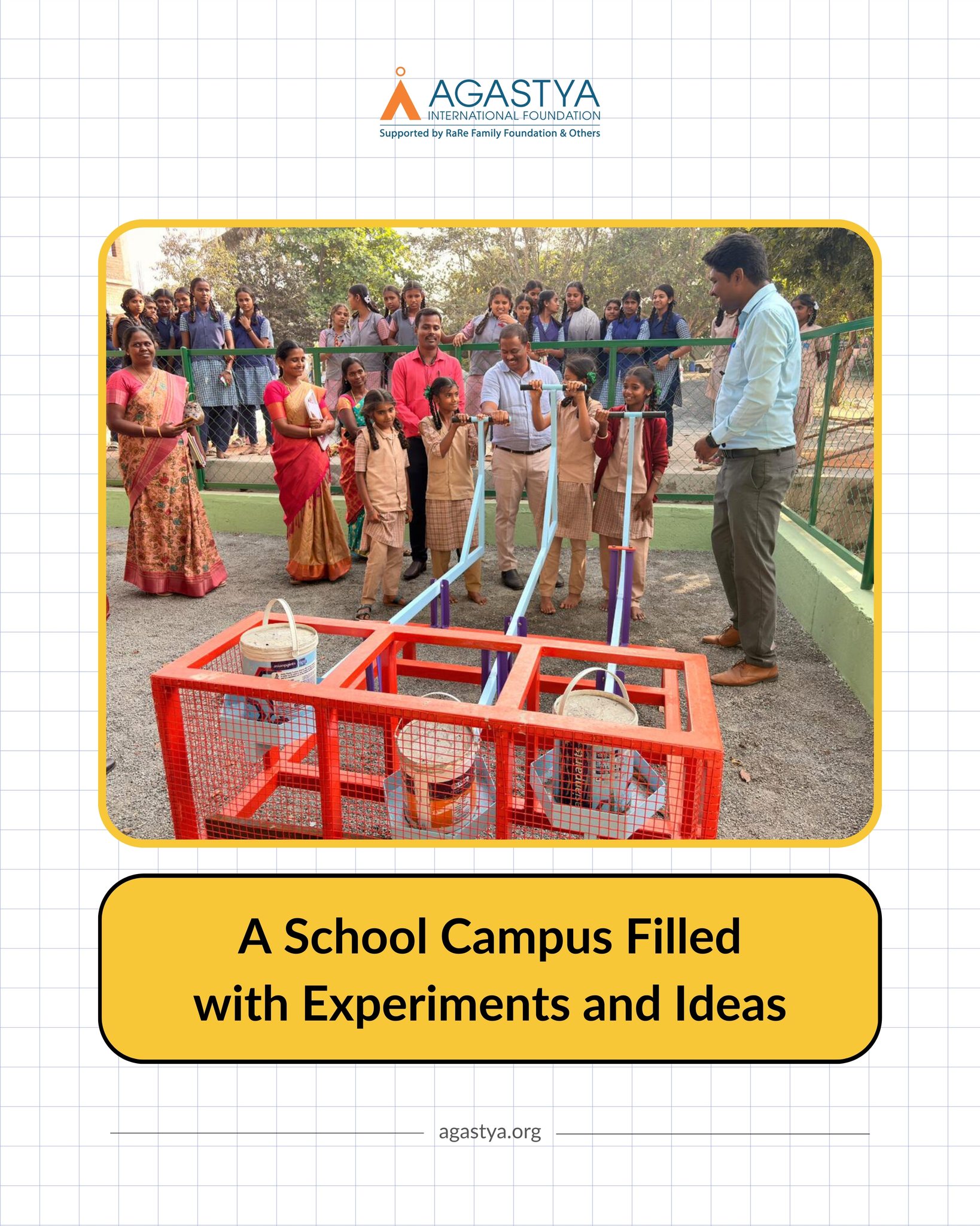 Agastya International Foundation, in collaboration with Schaeffler, successfully organized a Mega Science Fair at Government Girls High School, Bagalur, Bengaluru.
The event witnessed enthusiastic participation from 70+ children from Agastya, who showcased their creativity and scientific thinking through their self-designed innovative science models. In addition, 1,000+ school children benefited by visiting the fair and observing the models, sparking curiosity and hands-on learning among a larger student community.
We were honored by the presence of our esteemed chief guests, Mr. R. Mathankumar, CEO, Krishnagiri District, and Mr. Gandhi Manickam, SCM Head, Schaeffler, whose encouraging words inspired the students. Prizes were distributed to the winners in recognition of their outstanding efforts.
The chief guests also inaugurated the new Science Park at the same school, which will support children in learning through play and hands-on exploration.