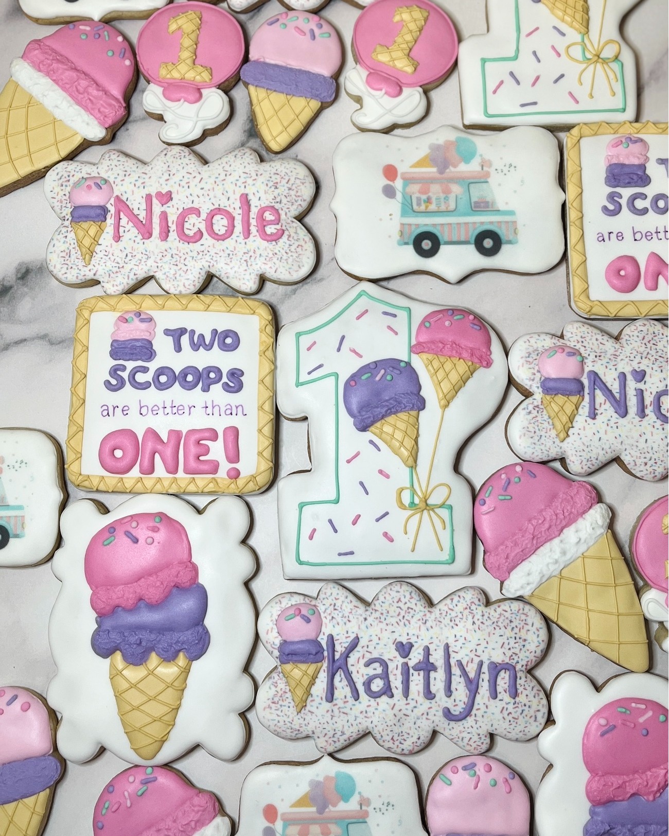 Happy 1st Birthday to twins, Nicole and Kaitlyn! Two Scoops are better than One! 🍦