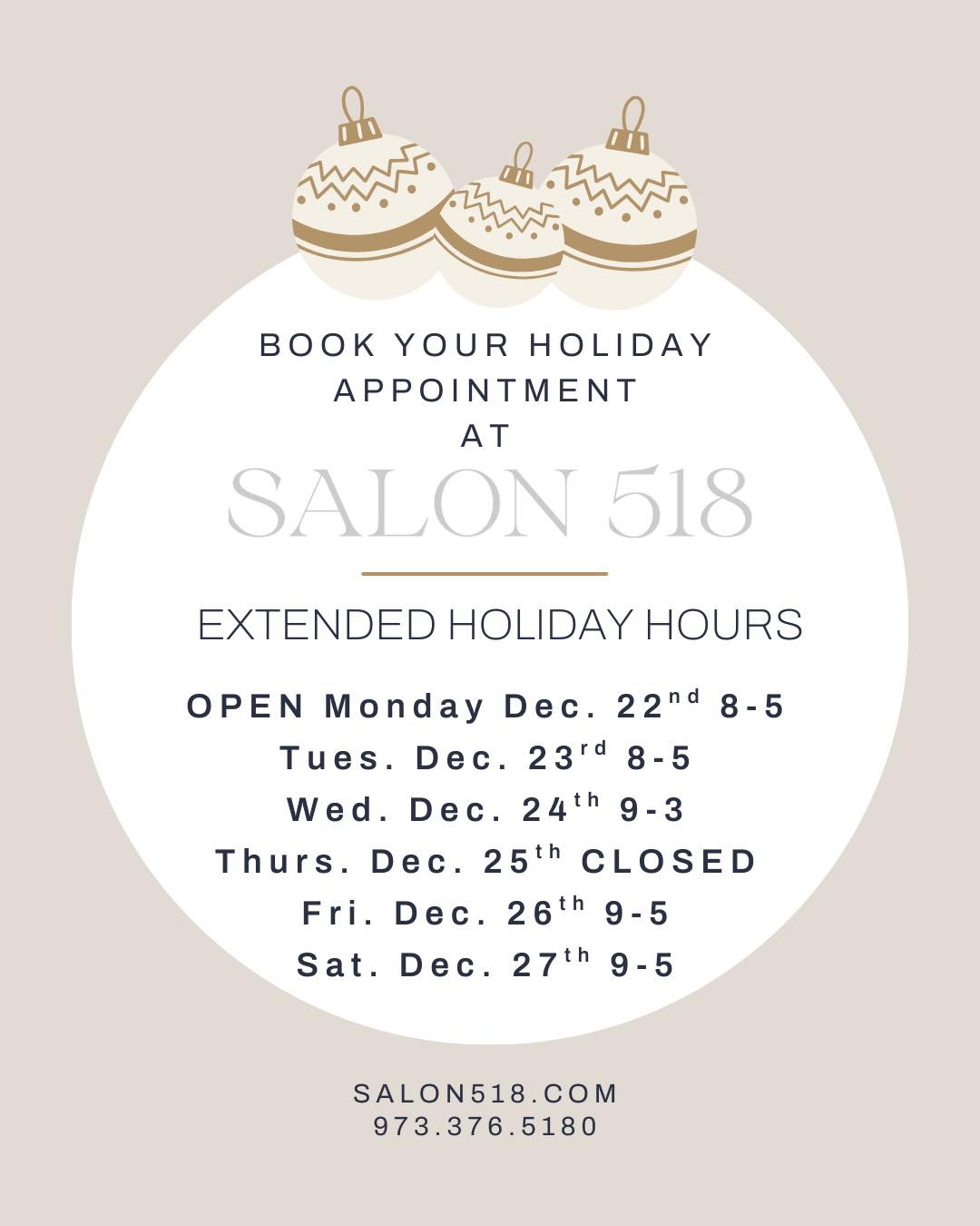 Holiday Hair, simplified.
Extended hours, Including MONDAY, December 22nd.- because ease matters this time of year. BOOK NOW: https://phorest.com/book/salons/salon518
#millburnsalon #millburnshorthills #shorthillsmallnj #shorthillsnjmoms #shorthillsnj✔️ #millburnmoms #kerastasepartner #GlossAbsoluPerfume #fusiodose #exploremillburnshorthills #kerastasesalon
