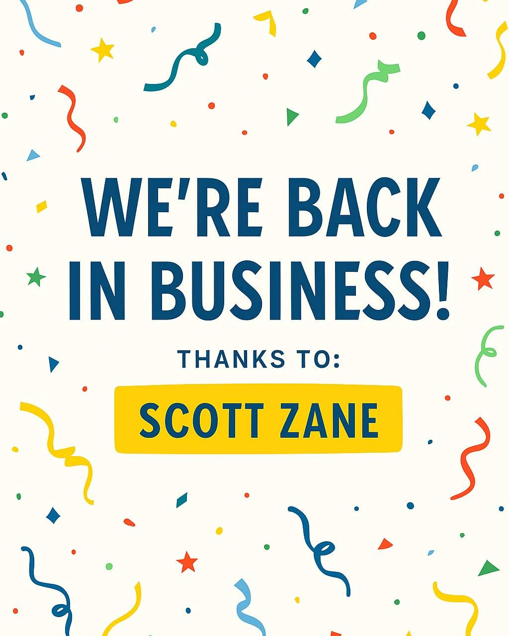 🎉✨ We’re Back in Business! ✨🎉
Big shoutout to the one and only Scott Zane 🙌💡 — thanks to his hard work and dedication, GOALcfl is officially back to using our regular email addresses!
📬 That means smoother communication, faster updates, and no more confusion. We’re ready to keep the momentum going and connect with you like never before!
Let’s celebrate this win together — drop a 💌 in the comments if you’re excited to see us back in action!
#GOALcfl #Teamwork #BackInBusiness #ThankYouScott