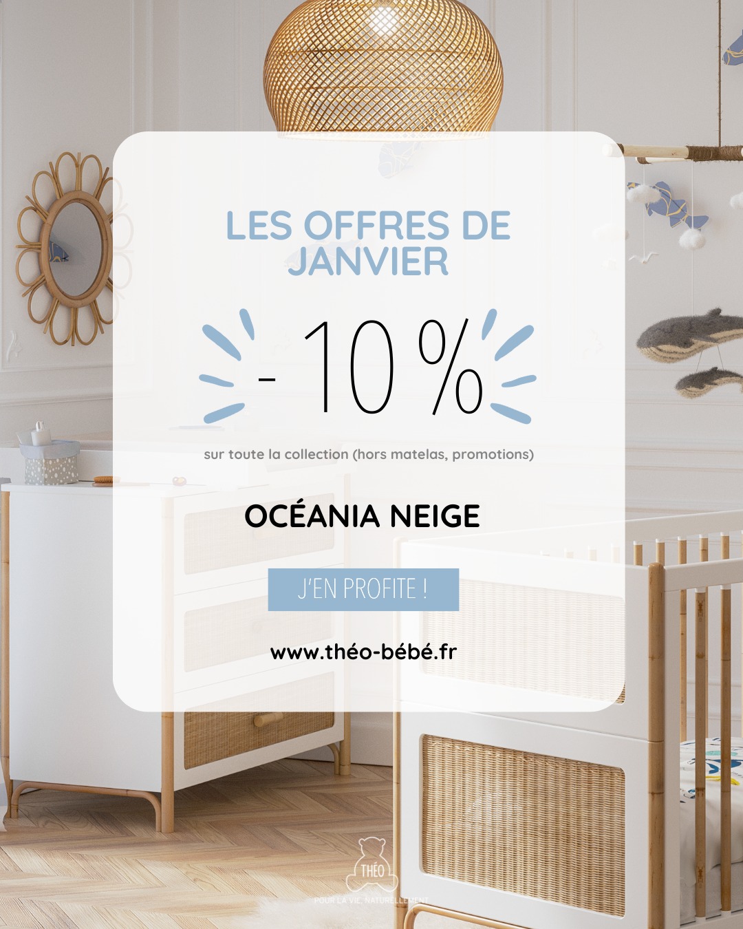Promotion de janvier : la chambre Oceania Neige à –10 % ! ✨❄️
Pour commencer l’année tout en douceur, toute la collection Oceania Neige est à –10 % durant tout le mois de janvier.
L’occasion parfaite d’offrir à votre bébé une chambre apaisante, lumineuse et pleine de tendresse 🤍
👉 Offre valable sur l’ensemble de la chambre (hors matelas et promotions déjà en cours).
Une belle opportunité pour créer un cocon élégant et intemporel pour votre tout-petit.
👉 Découvrez Océania Neige sur www.theo-bebe.fr
#theobebe #promotion #janvier #oceania #chambrebebe #bonplan #viedefamille #decochambrebebe #universbebe #cocondouillet