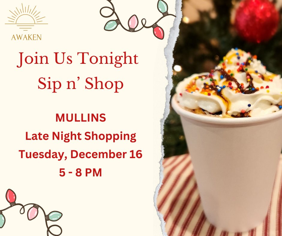 🎄✨ Tonight at Awaken! ✨🎄
Join us TONIGHT for our last Tuesday Late Night Shopping and all the Christmas fun in downtown Mullins!
🎅🤶 Special Guests: Santa & Mrs. Claus will be stopping by
🛍️ Mullins Marketplace will be open for shopping
🐴 FREE carriage rides down Main Street
Grab a warm drink, bring the family, and soak in all the holiday magic. It’s going to be such a fun night—we can’t wait to see you! ❤️🎄
📍 Awaken Coffee Bar | Tonight