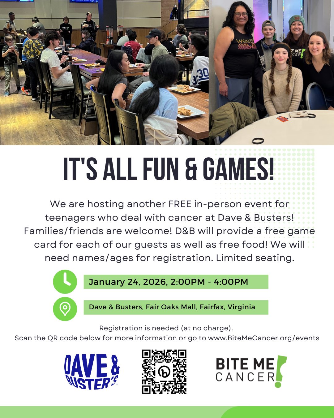 Please share this info and help teens with cancer in our local area enjoy a free event for them! The link to sign up for this free event is also in our bio.