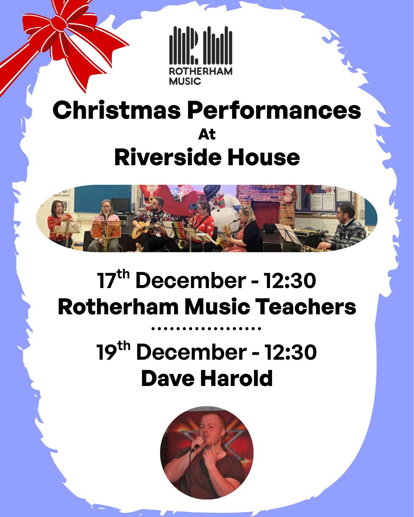 Here's a reminder that we have two special performances at Riverside House this week.
Rotherham Music's teachers will be bringing in some festive cheer at 12:30pm on Wednesday 17th.
And Dave Harold will be giving a special holiday performance on Friday 19th, once again at 12:30pm.
Come down to Riverside House's Riverside Café to catch these lunchtime performances.
#christmas2025 #livemusic #MusicEducationMatters #creativity #RotherhamIsWonderful #liveperformance #fyp #christmas #music #Singing #Free #thingstodo #riverside #rotherham #live #localartists #Musicians #riversidecafe #piano #Riversidehouse #freeevent #freeexperience #talentshowcase