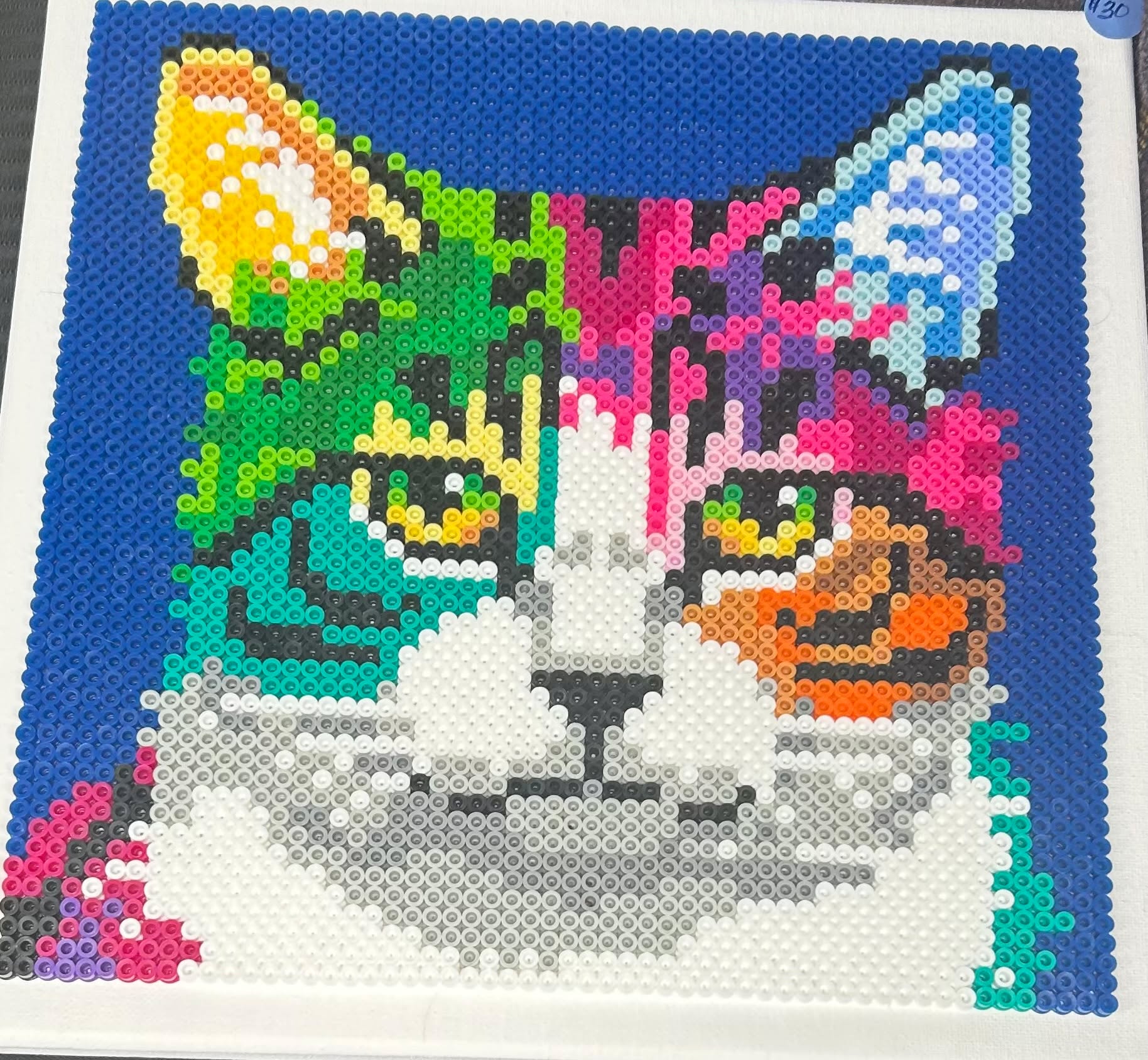 This project contains approximately 3,136 beads and took me 15 hours to complete. The canvas size is 12 by 12.