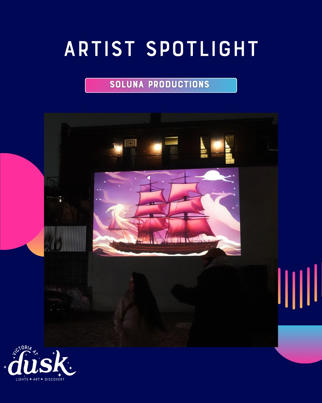 On the side of the @royalbcmuseum during Victoria at Dusk festival hours (5 - 9pm, 13 - 15 Feb) check out Visual Alchemy by the talented folks of @soluna_productions and @electric.orbit.designs . This interactive projection installation is a portal into a vibrant world of mesmerizing, dynamic, AI-generated visuals shaped entirely by participants movements and choices. Users select from a library of prompts, which are transformed into living imagery.
The team at Soluna Productions specialize in creating large-scale art installations that transform ordinary spaces into dynamic, immersive playgrounds of light, color, and motion. Alejandro Samper and Linda Kiritchkov blend cutting-edge technology with bold visual storytelling, inviting audiences to engage, explore, and shape the art work in real time. Together, they push the boundaries of what's possible, turning blank canvases into unforgettable experiences that leave lasting impressions.
#BCArt #BCArtists #VancouverArt #VancouverArtScene
#NewMediaArt #DigitalArtInstallation #InteractiveArt
#ProjectionArt #CreativeTechnology #PublicArt #VictoriaAtDusk
#YYJArts #VictoriaEvents #OURDWTN