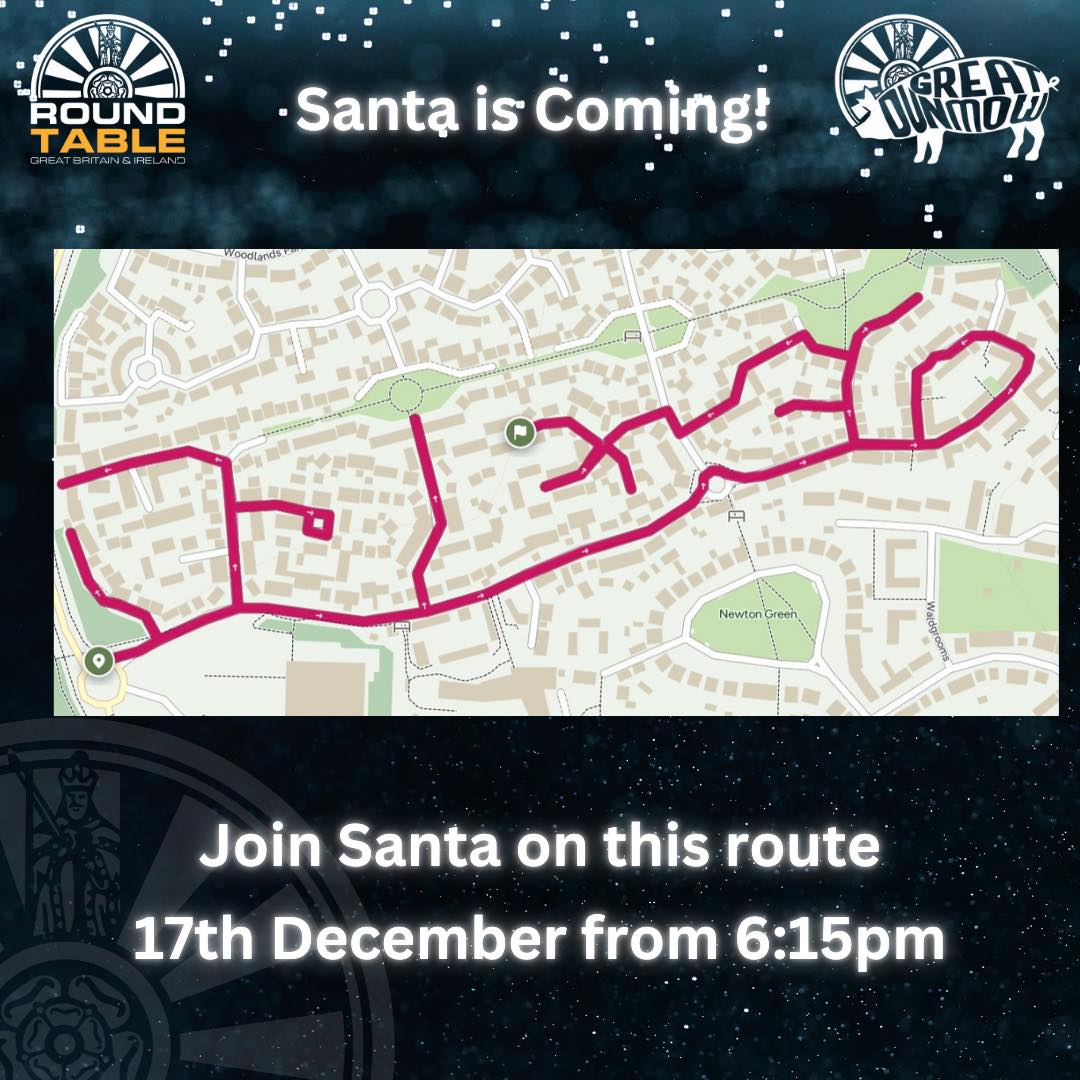 ๐
SANTAโS COMING!! ๐
Tonight (17th December) from 6:15pm
Weโre coming to Woodlands Park (South)โฆ. Tesco end to Conifer Way. Spruce Avenue etc.
Remember as well as charity cash donations we are also collecting food for Uttlesford Foodbank and NEW toys for The Braintree Salvation Army
Spread the word by commenting below ๐๐ผ and track Santa at www.dunmowsanta.co.uk