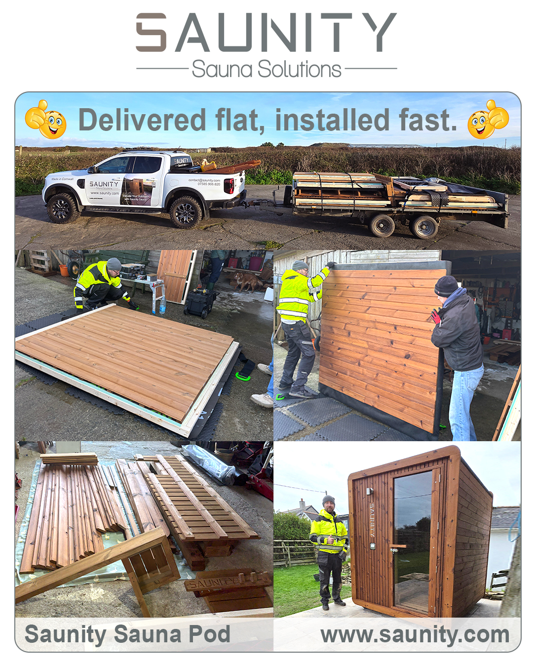 🔥 Delivered flat. Installed fast. 🔥
Ever wondered how the Saunity Sauna Pod is delivered and assembled? Wonder no more 😊
🚚 Delivered to your site flat-packed for easy access
🛠️ Professionally assembled on site
⏱️ Assembled in as little as 2 days
You bring the towels. We bring the sauna. 😊
Saunity Sauna Pod - Where Wellbeing Begins.
ℹ️ Please note: While on-site assembly typically takes up to two days, an additional day is required for electrical connection and final sign-off by our trusted electrical partner.
📍 Designed & Made in Cornwall
🔗 www.saunity.com
📞 01637 226 173
✉️ contact@saunity.com
#Saunity #SaunaPod #FlatPackDelivery #GardenSauna #NoDIY #CornwallBusiness #SaunaLife #OutdoorWellbeing