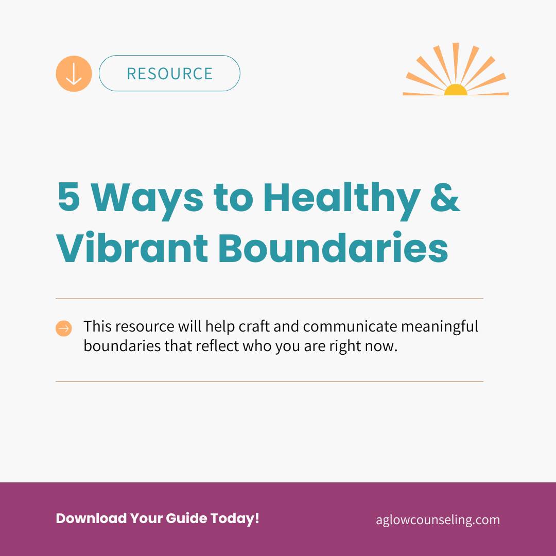 Are you working on setting better boundaries as you enter this new year? 🦋
Check out our free "5 Ways to Healthy & Vibrant Boundaries" handout for help crafting and communicating meaningful boundaries that reflect who you are right now.
🔗Link in bio!
#AglowCounseling #HealthyBoundaries #SelfCare #AuthenticSelf #TherapyTools