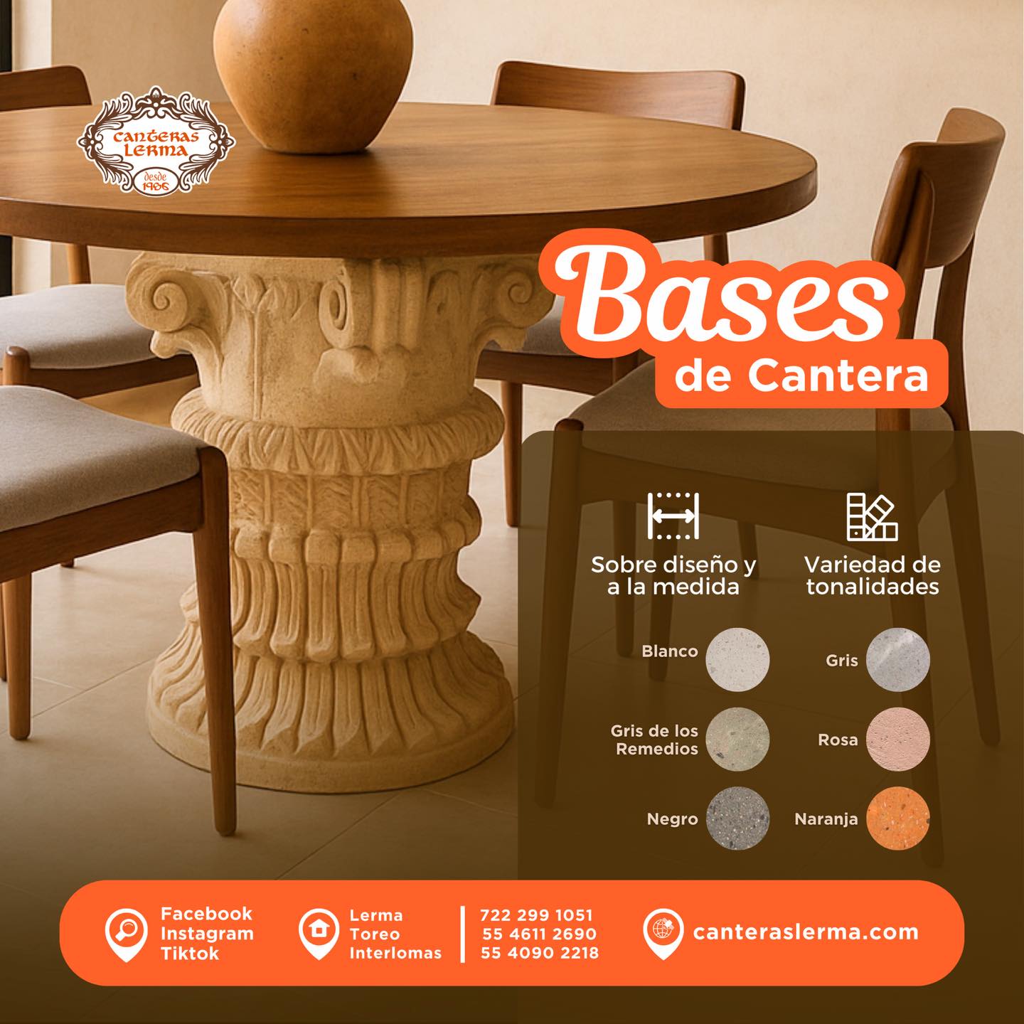 Nuestras bases de cantera son el toque ideal para hacer de tu mesa una pieza única. 🧡🏡 Son hechas a la medida en una amplia gama de tonos
📲 https://www.canteraslerma.com
#CanterasLerma #hechoenmexico #PiedraNatural #diseñomexicano #Decoración #arteenpiedra #basedecantera #disenodeinteriores
