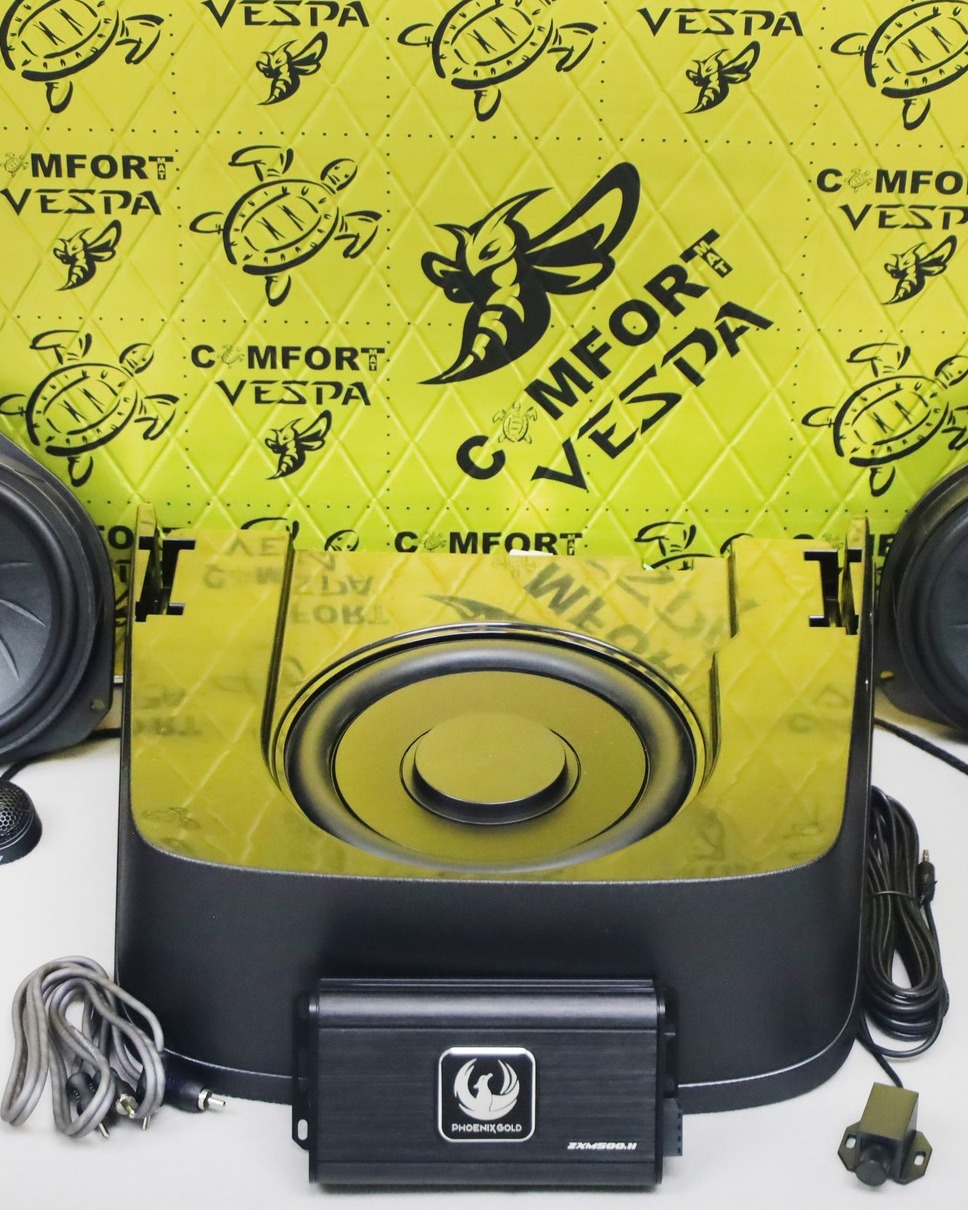 Our New Premium Triple Audio Package! 👀
What's included?
- Eton component door speakers and tweeters
- Comfort Mat "Vespa" 2.5mm sound deadening (outer door skin)
- Comfort Mat "Vespa" 2.5mm sound deadening (window regulator panel)
- Comfort Mat "Soft Wave" 15mm noise absorber (back of door card)
- Alpine 8" under drinks-holder subwoofer
- Phoenix Gold monoblock amplifier
Boost your motorhome sound to the next level with this awesome bundle 🔊