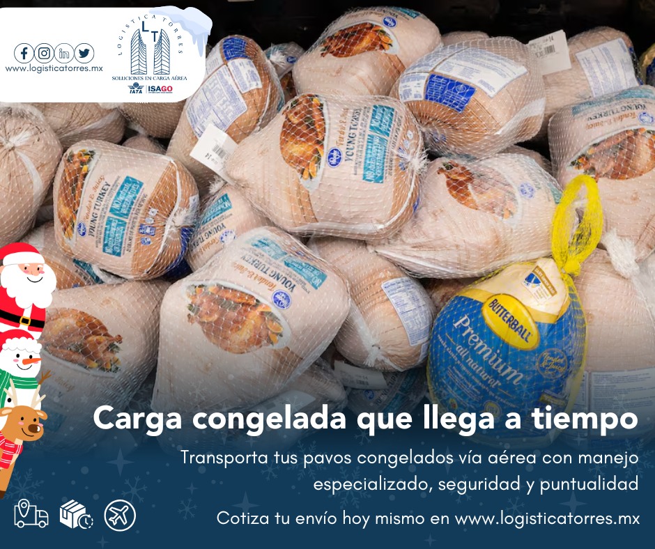 🦃❄️ Pavos congelados que llegan a tiempo
En temporada alta, el frío no se negocia y el tiempo tampoco.
Transporta tus pavos congelados vía aérea con manejo especializado, seguridad y puntualidad.
✈️ Transporte aéreo nacional
📦 Manejo adecuado de carga perecedera
Porque cuando se trata de alimentos, llegar tarde no es opción.
Nosotros cuidamos tu carga desde origen hasta destino.
📲 Contáctanos y asegura tus envíos antes del pico de temporada.
🦃 Del origen a tu mesa, sin perder la calidad.
.
.
.
.
#PavosCongelados #CargaPerecedera
#CadenaDeFrío #TransporteAéreo
#LogísticaAlimentaria #EnvíosSeguros
#TemporadaAlta #CargaAérea #tucargasegura #tucargasegurayatiempo #logistica #volariscargo #logisticaytransporte #SomosLogisticaTorres #enviosnacionales
