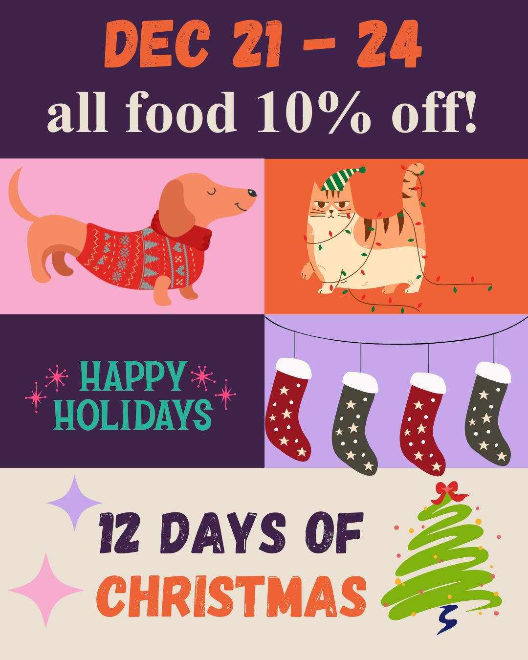 One more weekend until we all get to take a much deserved holiday break!
For the next 4 days, to try and lighten your load and show our appreciation, save 10% off on all food. 💜
www.vivapets.ca
15004 107 Ave NW Edmonton