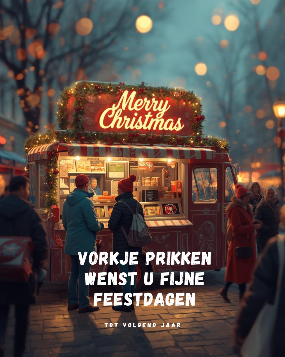 🎄✨ Kerstgroet van Vorkje Prikken ✨🎄
Wat een prachtig einde van het jaar…
We kijken met een grote glimlach terug op een geslaagd evenement en op alles wat we samen hebben mogen neerzetten. Mooie momenten, fijne mensen en vooral: heel veel smaakvolle herinneringen 🍴✨
Terwijl de kerst nadert, zitten wij ondertussen allesbehalve stil. De eerste plannen voor 2026 liggen al op tafel en geloof ons: er komt veel moois aan. Nieuwe ideeën, verrassende concepten en natuurlijk nog meer bijzondere culinaire belevingen.
Voor nu wensen we iedereen warme, gezellige feestdagen en alvast een sprankelend nieuw jaar.
Dank voor het vertrouwen, de samenwerking en het enthousiasme.
✨ Stay tuned… want er komen héél leuke dingen aan! ✨
Lieve groet,
Vorkje Prikken 🍽️💫