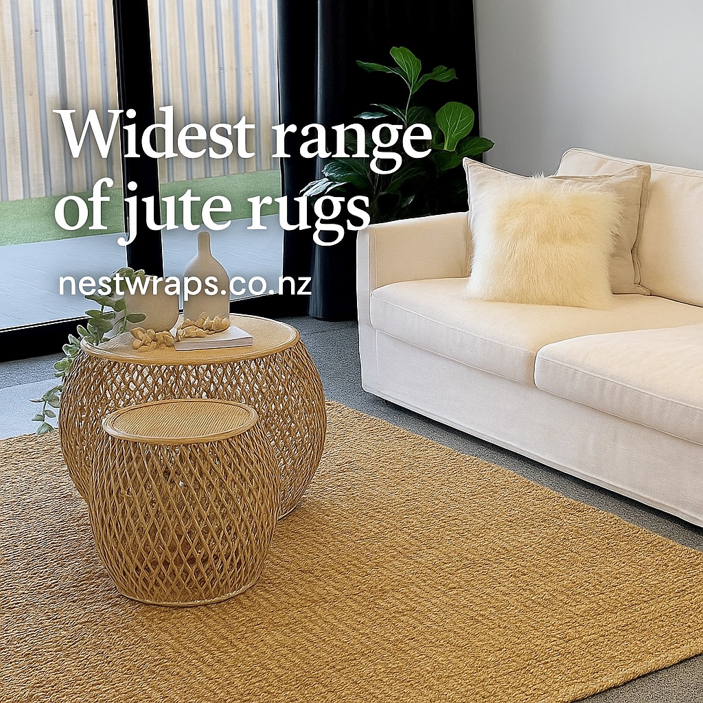 Decor that feels good â in every sense.
Our jute rugs are made from natural fibres, designed to last, and age beautifully over time.
No fast décor. No trend chasing. Just a conscious choice that works with real homes and real living. www.nestwraps.co.nz