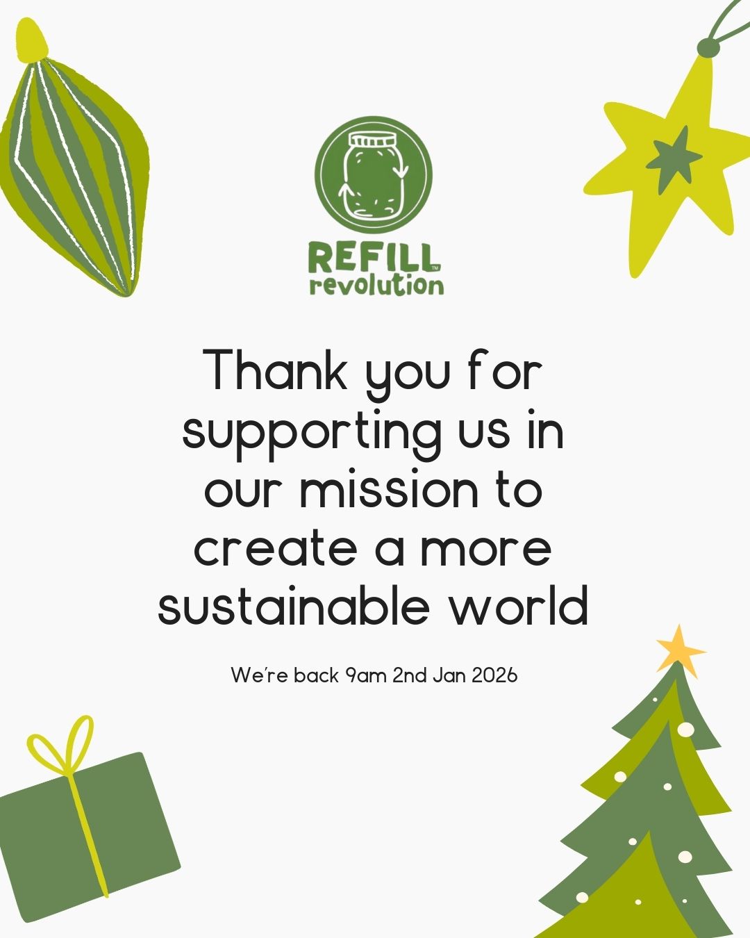 That's us wrapped up for 2025 🎉
A sincere thanks to all of our customers - new and old, for your support and our suppliers for their focus on creating excellent products and putting planet and people before profits.
We couldn't do this without you.
We're now closed until 2nd January 2026.
We wish you a very Merry Christmas and Happy New Year if you're celebrating.
See you in 2026!