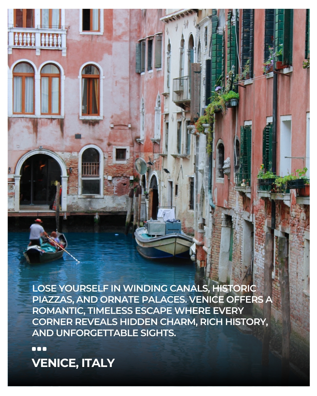 Travelglobe Destination Inspiration: Venice, Italy
Venice is one of those cities that stays with you long after you leave. From the moment you glide through its winding canals on a gondola, the city feels like a dream, the soft lapping of water against centuries-old buildings, the aroma of fresh espresso drifting from a corner café, and the golden light reflecting off St. Mark’s Basilica at sunset. I love getting lost in its quiet backstreets, stumbling upon hidden piazzas, artisan shops, and tiny trattorias where locals gather, making every moment feel like a secret discovery. With a Travelglobe agent, you can experience Venice without the stress, from incredible hotels and curated tours to insider experiences and exclusive deals, so all you need to do is soak in the magic of the city. Venice isn’t just a destination; it’s a feeling, a story, and a memory waiting to be made.
#travelgramInspiration #VeniceItaly #Wanderlust #ExploreItaly #CanalViews #TravelWithTravelglobe #HiddenGems #ItalianAdventure #TravelMore #CulturalTravel #DreamDestinations #TravelglobeIndependentAgents #HostAgency
