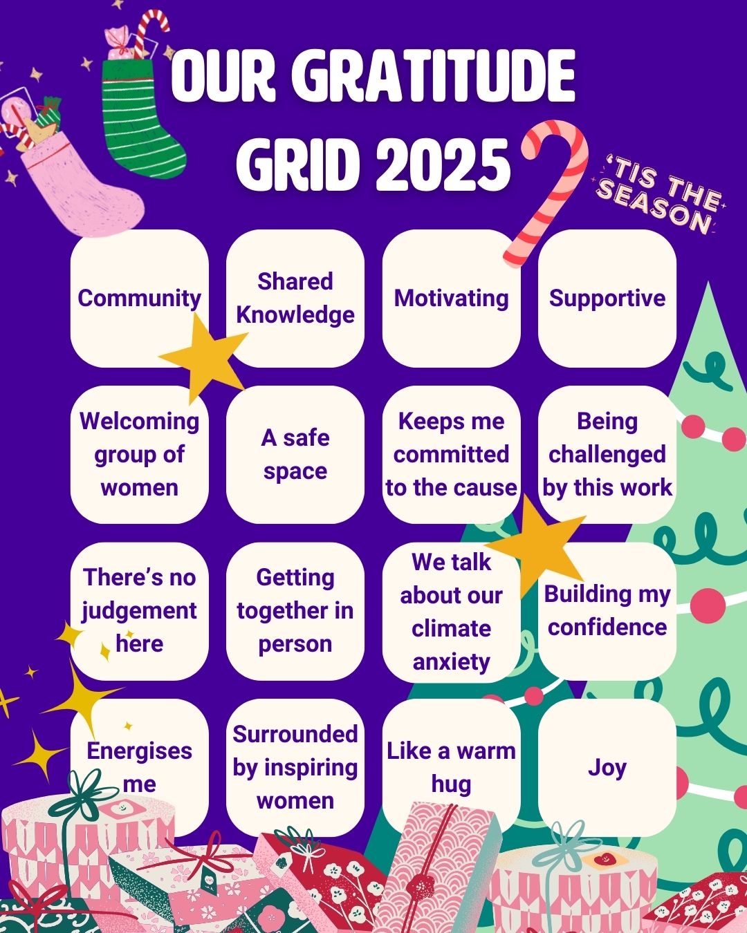 This Christmas, we’re feeling deeply grateful for our Mothers CAN community. 💜
When we asked our collective what they were most thankful for this year, their words filled us with warmth:
Community.
Support.
Motivation.
Inspiration.
Thank you to every mum who showed up, shared a conversation, took a brave first step, or simply reminded another parent they're not alone in this.
Here’s to more connection, courage and collective action in the new year. ✨
Tap the link in our bio to sign up for our newsletter.