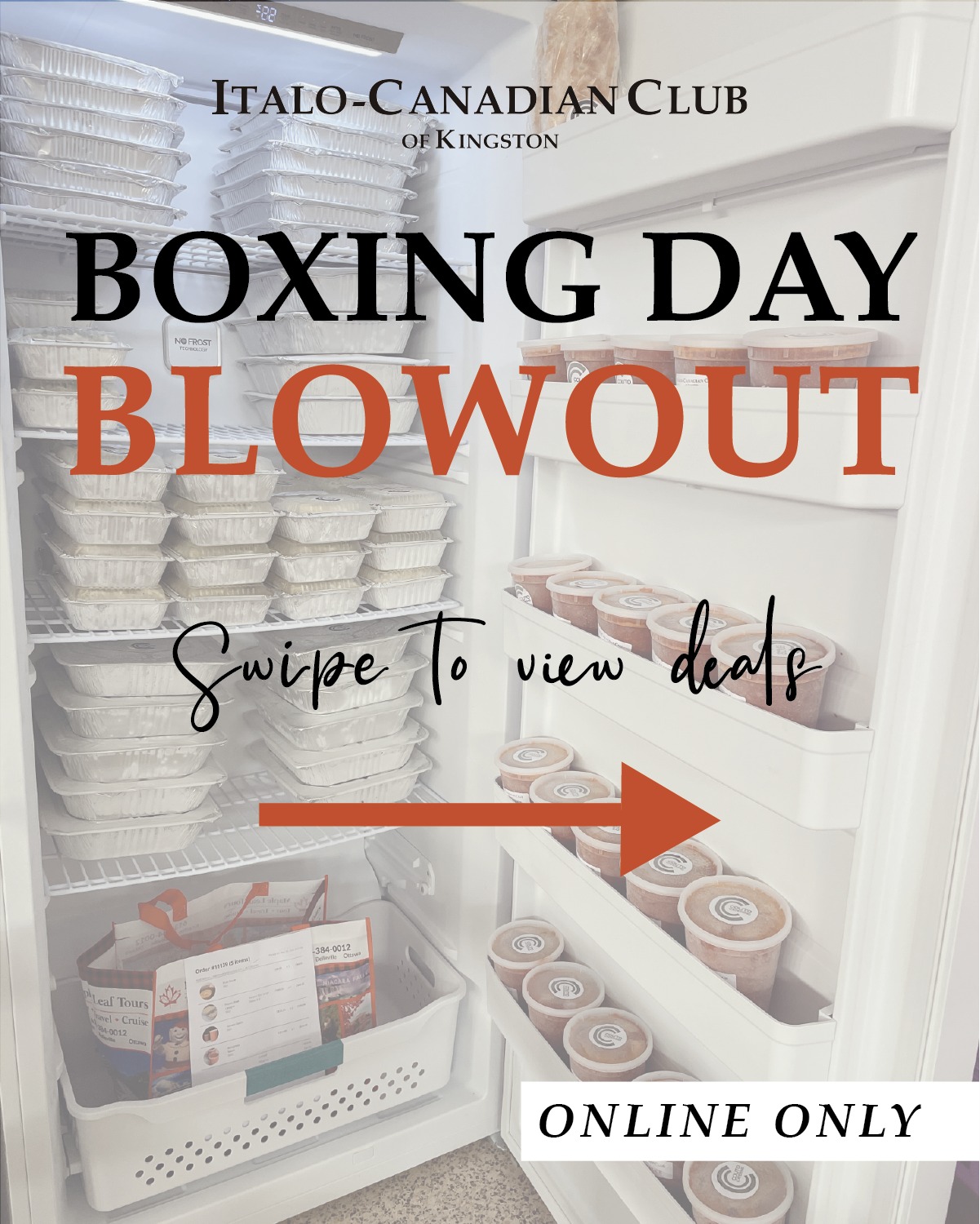 🎉 TODAY ONLY! 💻 Online Boxing Day Blowout! 🎉
Get ready for big savings on all your favourite frozen food! 🍝🍰
✨ $2 OFF: Lasagnas, Cannelloni, Macaroni & Cheese, Steak, Tiramisu & Chicken Parmesan
✨ $1 OFF: Sauces, Meatballs, Shepherd’s Pie
✨ $0.50 OFF: Garlic Bread, Pizza Dough, Chocolate Covered Eclairs
Pre-order for pick up on Dec 30th, or during regular office hours starting back up Jan 6th.
Don’t miss out — we've got limited quantities and these deals are one day only! ⏰
➡️ Order online now: icckingston.com/freezerfood
#BoxingDaySale #ItalianDinner #FamilyMeals #LasagnaLovers #SupportLocal #KingstonFoodies #FreezerFood