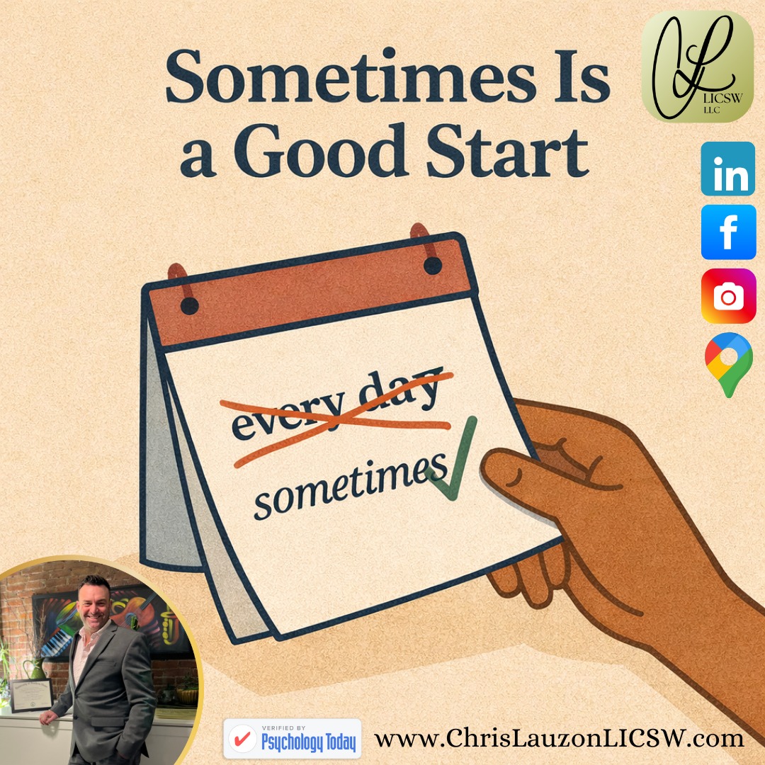 NEW BLOG POST: Most individuals are taught that growth should be decisive, consistent, and flawless; if a person is going to change, they should do it “all the way,” if they are going to care for themselves, they should “do it right,” and, if they are going to meet their needs, they should do it “always.” YET, that very mindset often becomes the thing that keeps us stuck. -> Link In Bio
Welcoming new clients both Fee For Service and Insurance funded.
Cigna Healthcare @harvardpilgrimhealthcare Aetna @point32health @masocialworkers @psych_today @humana #HarvardPilgrim #MassGeneralBrigham
#MentalHealth #SelfCare #PersonalGrowth #MentalWellness #Mindfulness #LinearGrowth #Fear #EmotionalHealth #MassachusettsMentalHealth #OldMentalMuscle #NewMentalMuscle #SelfImprovement #LICSW #MentalStrength #SelfAwareness #WellBeing #PresentSelf #FutureSelf #SelfLove #ChrisLauzonLICSW #TherapyBoston #LICSW #Therapist #Counseling #Clinician