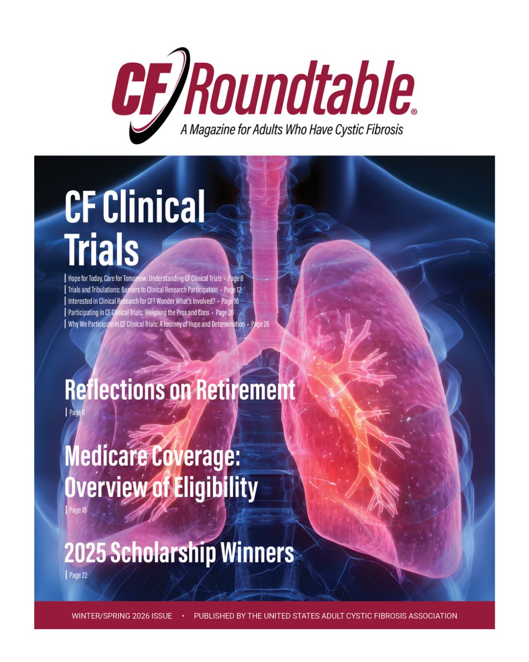 The moment we've all been waiting for.... our newest magazine is out now!
We’re so thrilled to share the very first issue of our newly redesigned CF Roundtable magazine!
As many of you know by now, we lost our longtime friend, CF warrior, Director, Executive Editor, and graphic guru, Andrea Eisenman, this past April. As an organization, we took this time to search for a new graphic designer to help us refresh and modernize the look and feel of both our website and CF Roundtable. It has been a year filled with an abundance of sadness, change, and growth! We at USACFA are committed to continuing to elevate the many diverse voices as well as meeting the ever-changing needs of the CF community.
As part of these changes, you’ll find not just one focus topic, but two in each issue. And, for the first time since its inception, CF Roundtable will be published biannually, rather than quarterly. This season our two focus topics are CF Clinical Trials and Retirement. You can also find a list of upcoming focus topics both on our website and on p. 3 of this issue (in the online PDF). So, readers, without further ado, welcome to the next chapter of CF Roundtable! Thank you for continuing to read and support CF Roundtable! Sincerely, The Board of Directors of USACFA
➡ Head to our website listed below and subscribe - it's free and it takes less than a minute!
www.CFRoundtable.com (Link in bio.)
➡ Once subscribed, you will get an email with the latest issue as well as access to past issues.
#CFawareness #cf #cysticfibrosis #cfwarrior #cfirl