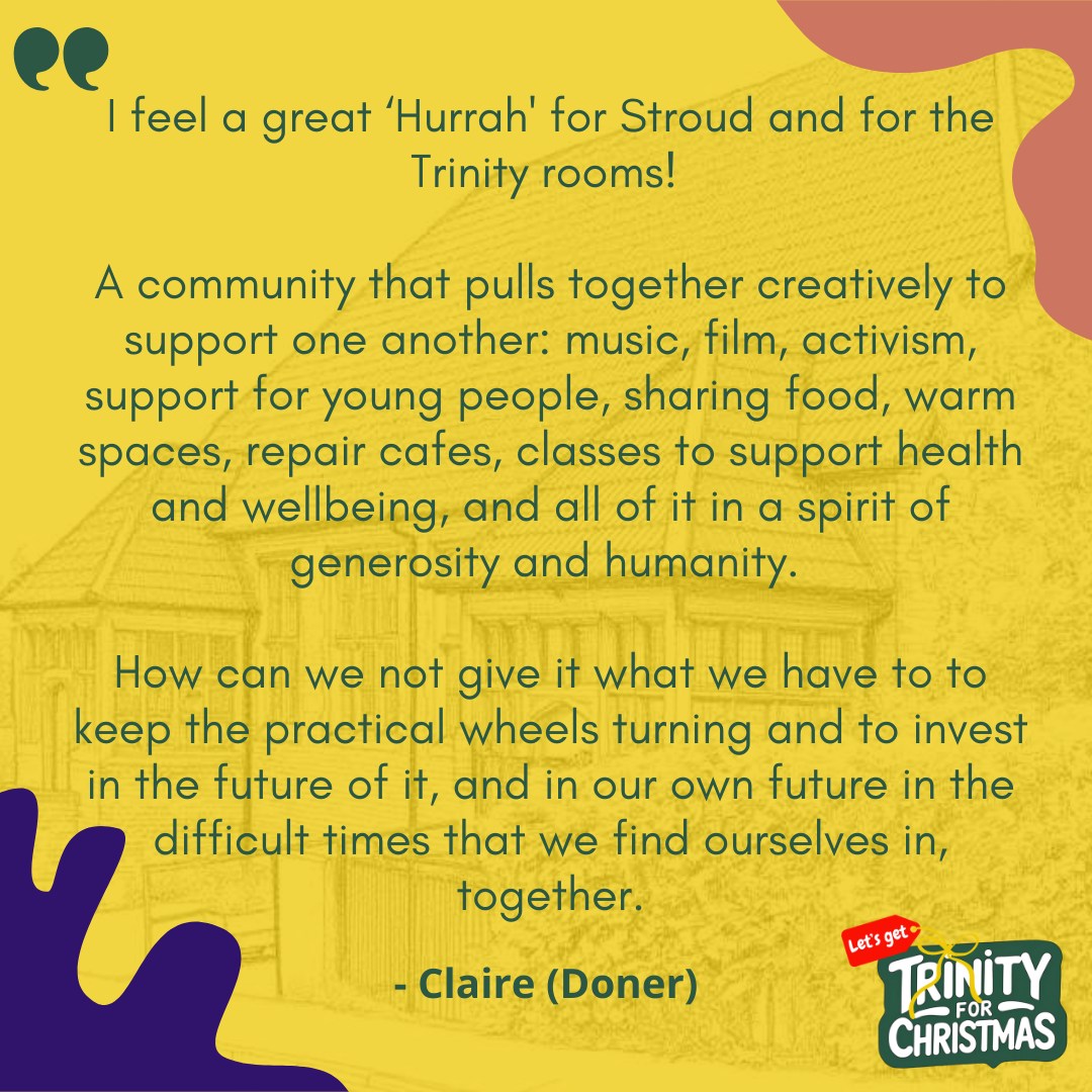 A huge thank you as ever to everyone supporting our Trinity Room Campaign to buy and run our hub as a community space for the future of Stroud! We’ve made incredible progress but still have more to raise.
This space is worth fighting for – and we’re not stopping here. 💪
Every contribution no matter how small brings us closer. 🙌
Want to join in and help keep the momentum going? Learn more and help us cross the finish line and secure a home for our community at the link below.
👉 www.stroudtrinityrooms.org/help-buy-trinity
#SupportLocal #SaveOurSpace
🙏♥
#Stroud #Connections #Inspiring #Ebley #Nailsworth #Poverty #Chalford #Local #Family #Support #HelpingPeople #SupportingLocal #Community #Health #Painswick #MeakeADifference #Fundraising #Gloucestershire