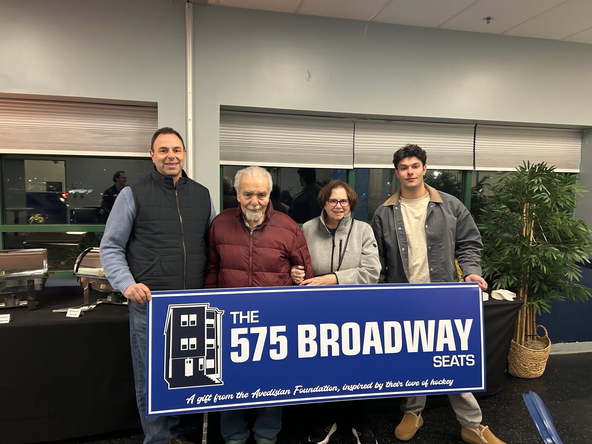This weekend, we proudly celebrated the dedication of the new chair-back seats at Boss Ice Arena! 🎉
Thanks to the incredible generosity of the Avedisian Family, the new 575 Broadway seats were installed earlier this fall—enhancing comfort and the fan experience for everyone who walks through our doors. We are so grateful for their support and commitment to our community!
