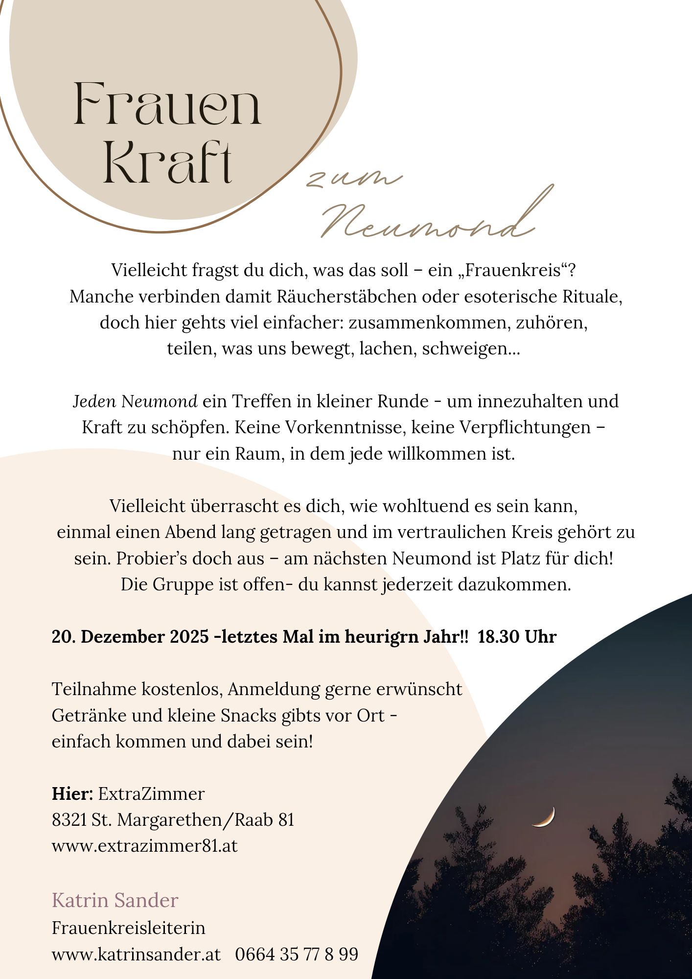 Morgen is wieder soweit! 💃🏼.
🌑 kostenloses FrauenTreffen zum Neumond um 18.30 im ExtraZimmer
Einfach kommen und dabei sein -
Ich freu mich auf dich!
@Highlight