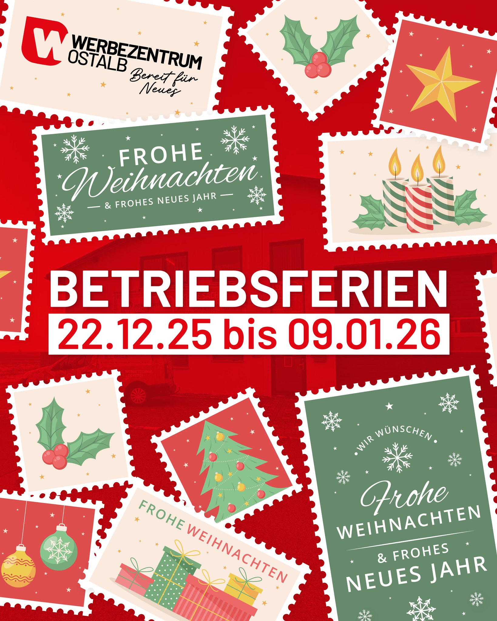 Wir haben Betriebsferien! 🎅🎄
Bis zum Freitag, 19.12.2025 sind wir noch im Werbezentrum anzutreffen, danach geht es für uns in den Weihnachtsurlaub. ✨🤶
Ab dem 12.01.2026 sind wir dann mit frischer Energie zurück um wieder neue Projekte mit euch zu starten! 💪
Wir wünschen euch schöne Weihnachtsfeiertage und einen guten Rutsch!
#WerbezentrumOstalb #Unterschneidheim #uvdruck #carwarp #textildruckerei #textildruck #digitaldruckfolie #digitaldruckerei #werbetechnikerin #werbetechniker #werbeagenturen #werbeagentur #workwear #stickereien #workwearstyle #stickerei #folientechnik #fahrzeugbeschriftung #digitaldruck #beschriftung #ostalbkreis #ellwangen #aalencity #werbetechnik #aalen #heidenheimanderbrenz #schwäbischgmünd #Bopfingen #weihnachten #neujahr