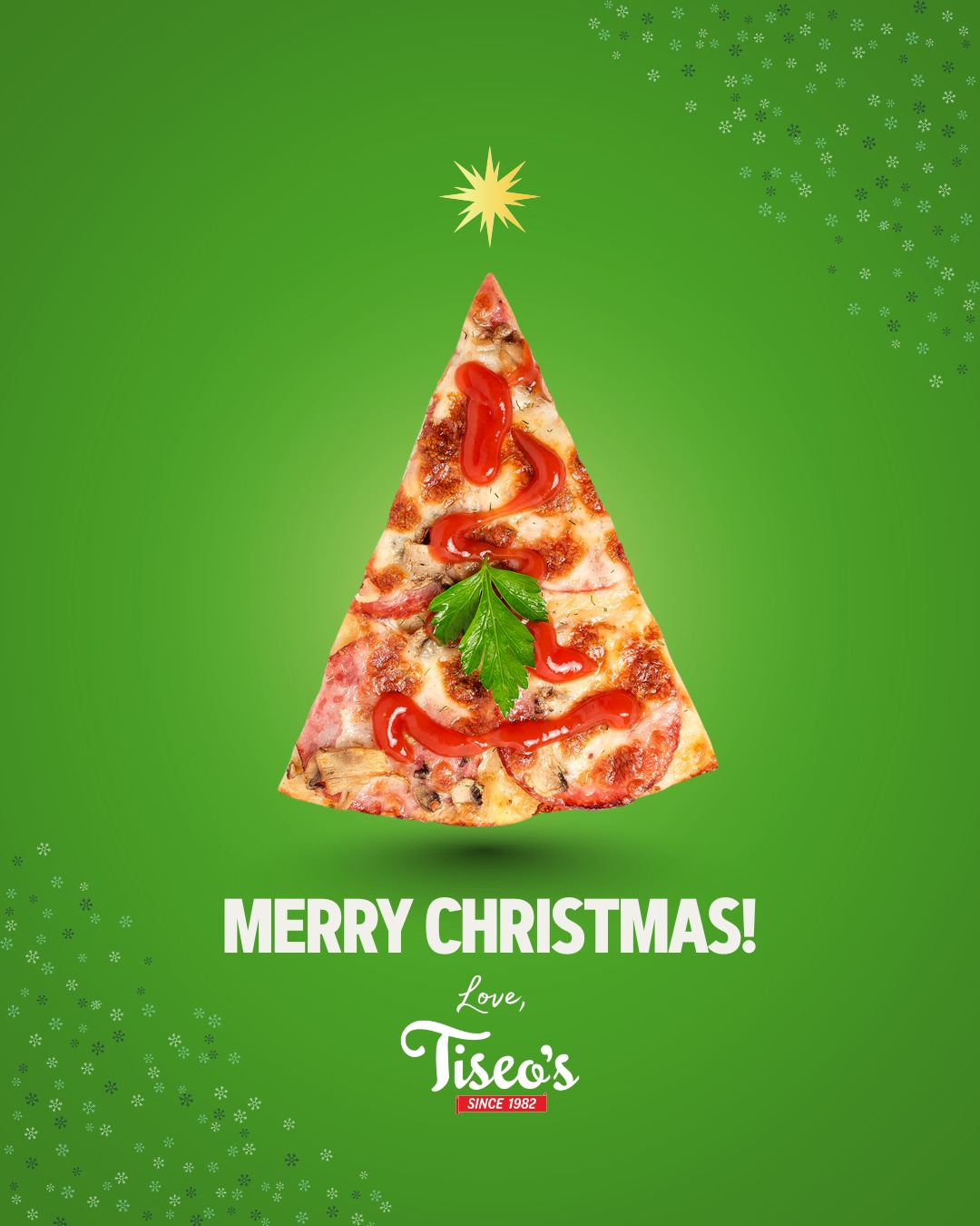 Merry Christmas from all of us at Tiseo's! Have a safe and happy holiday! 🎄🎅❤🍕