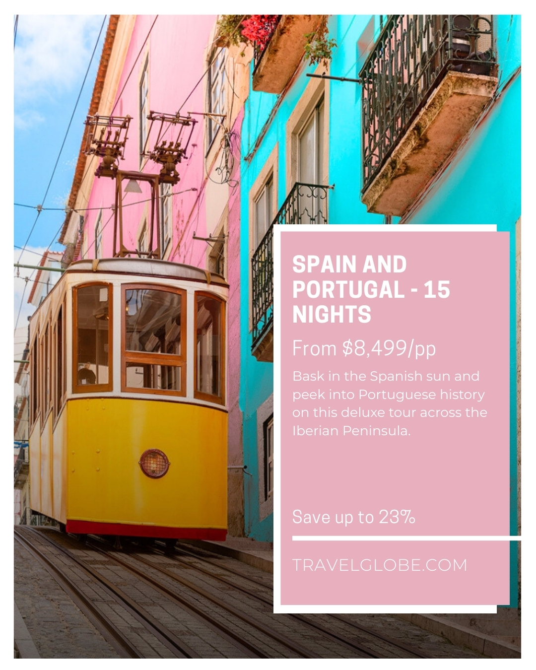 Are you looking for a Deluxe 15 Night Spain & Portugal Discovery in 2026?
We have the perfect tour where you can bask in the Spanish sun and explore Portugal’s rich history on this unforgettable journey across the Iberian Peninsula. From the vibrant streets of Madrid and Barcelona to the historic charm of Porto, Salamanca, and Granada, every day is packed with culture, cuisine, and breathtaking sights.
Roll through the scenic vineyards of Pinhão, board a Douro River cruise with wine tasting, and uncover the mysterious Quinta da Regaleira in Sintra. Savor tapas in Madrid, enjoy olive oil tasting in Ubeda, and marvel at iconic architecture. With curated experiences, luxury accommodation, and expert guidance throughout, this tour is your chance to immerse yourself in Iberia like never before.
📩 Our agents are incredibly experienced in building the perfect itinerary for their clients so if you have something in mind, why not reach out to discuss or contact us today to reserve your spot on this deluxe discovery. Be quick spaces are limited!
#SpainAndPortugal #LuxuryTravel #IberianDiscovery #TravelWithTravelglobe #LuxuryTours #EuropeTravel #CulturalTravel #WineTasting #HistoricTravel #TravelMore #Wanderlust #travelglobeagents #TravelglobeindependentAgents #HostAgency