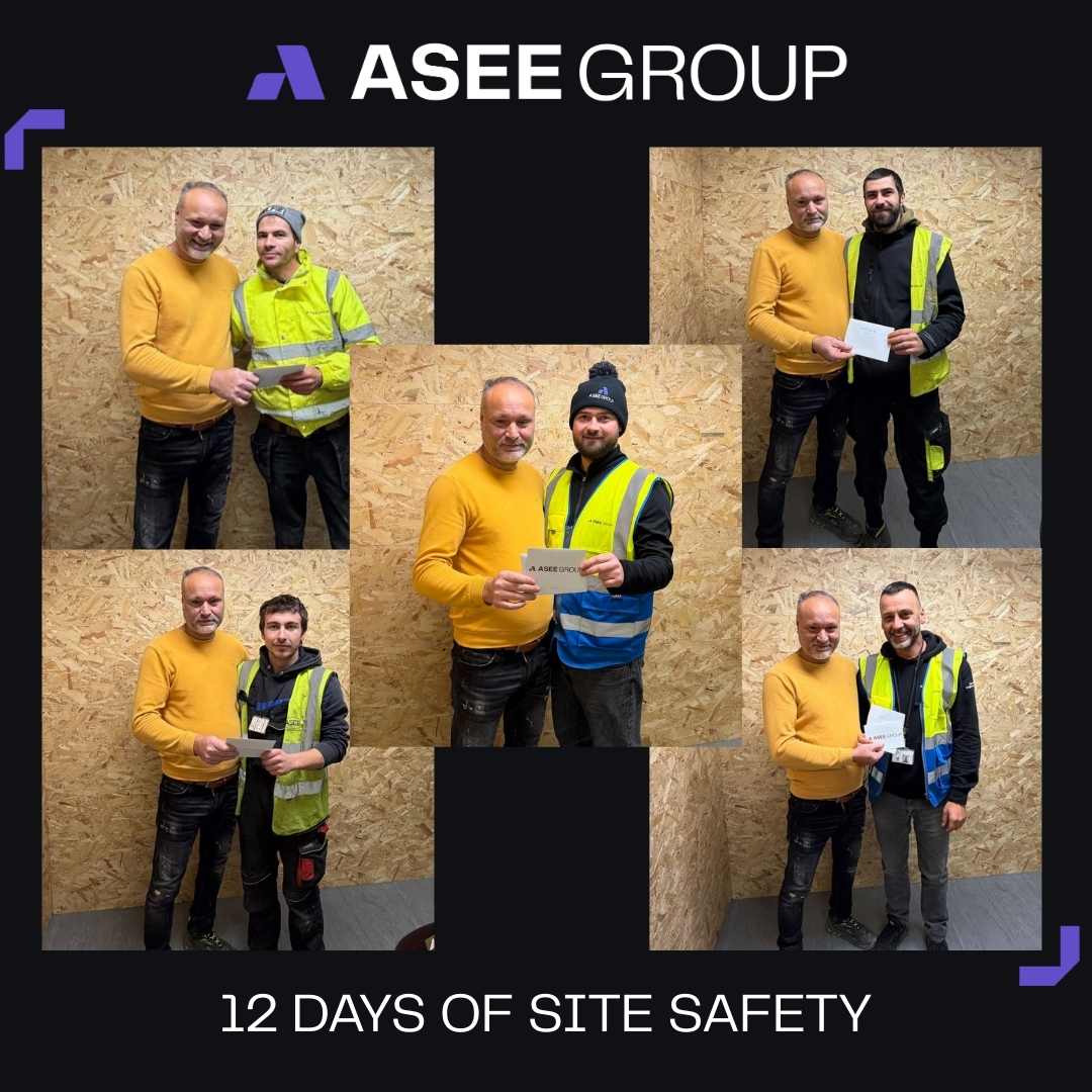 🦺🎄 12 Days of Site Safety🎄🦺
Today we’re celebrating another outstanding site within the ASEE Group. Several operatives from one of our Belgian sites were recognised this morning with vouchers, in appreciation of their exceptional commitment to safety and consistently high performance.
We commend the team for their ongoing commitment to Health and Safety and exemplary conduct.
Thank you for keeping our sites safe this Christmas and all year round! 💜