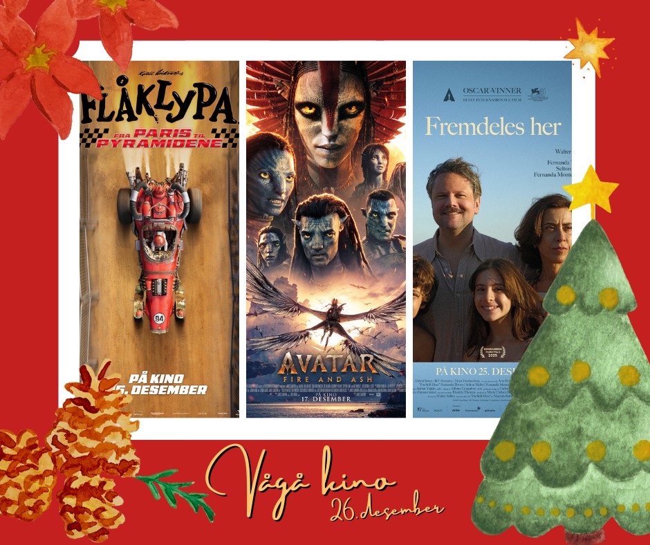 Andre juledag kan du kose deg på Vågå kino 🎬🍿🤎
13.00 FLÅKLYPA - FRA PARIS TIL PYRAMIDENE. Tillate for alle.
https://checkout.ebillett.no/211/events/938/purchase
15.00 AVATAR: FIRE AND ASH. Aldersgrense: 12 år.
https://checkout.ebillett.no/211/events/939/purchase
19.00 FREMDELES HER. Aldersgrense: 12 år.
https://checkout.ebillett.no/211/events/940/purchase
God jul ❤️