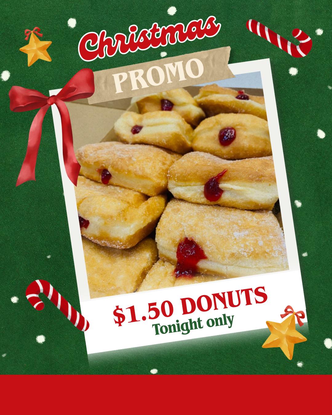 🥳 One last hurrah today before we shut for the year - $1.50 HOT DONUTS to say thank you for all your support this year! 😋
Choose from jam and/or Italian (no filling, dusted in cinnamon sugar), top up $5 to change any number of donuts to Nutella. Minimum 10 donuts per order.
On sale now until sold out. Get them quick before they’re all gone! 💨
Valid for phone and walk-in orders only. Please mention this post to redeem.
🩵🩷,
The Dough Machine team
📞 03 9727 0031
📍 4/61 Brice Ave, Mooroolbark
👉🏻 www.doughmachine.com.au
#donut #donuts #doughnut #doughnuts #dessert #desserts #sweettreats 🥳