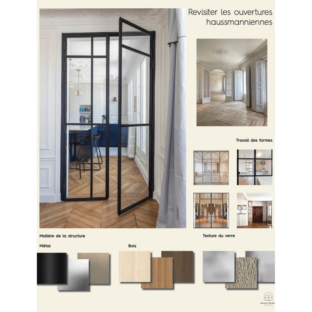 Travailler les ouvertures haussmanniennes, c’est apporter du dynamisme sans altérer
l’élégance classique.
Les verrières permettent de structurer l’espace tout en laissant circuler la lumière. Elles se déclinent en métal, laiton ou bois, selon l’atmosphère recherchée : graphique,
chaleureuse ou plus traditionnelle.
Le verre devient un élément décoratif à part entière : texturé, martelé, cannelé, il filtre la lumière et crée une intimité subtile sans fermer les espaces.
Une manière contemporaine de redéfinir les ouvertures haussmanniennes tout en
respectant leur caractère d’origine.
Avec O2B transformez et vivez vos espaces intérieurs.
#o2bdesigninterieur #architecteinterieur #paris ##verrière #stylehaussmannien #architectureinterieure