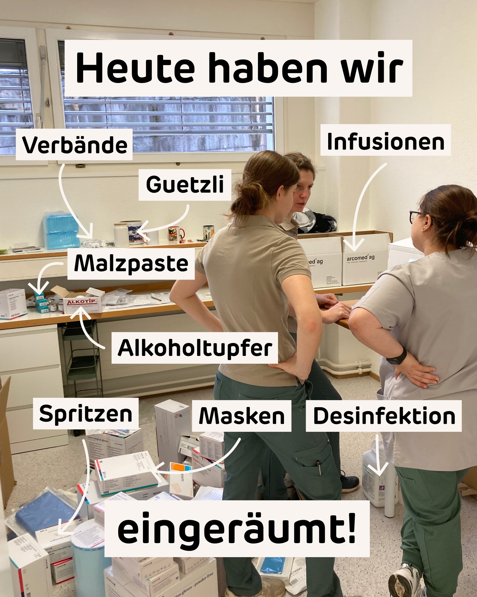 Ein mega Einsatz am Samstag: Das ganze FeliVet-Team war heute da, um die unzähligen Sachen einzuräumen, die man für eine Praxis halt so braucht. Von Verbänden bis Entwurmungsmittel, von OP-Besteck bis Spielzeug, von extraleisen Schermaschinen bis Broschüren… Alles wurde geliefert und braucht jetzt irgendwo einen Platz! 😅
Hier seht ihr einen schnellen Schnappschuss aus einem der Zimmer, die heute einen Beauty-Tag bekommen haben. Es war echt viel Material! Vielen Dank ans Team – unsere tollen Mitarbeiterinnen stellen wir euch auch bald vor! 💜
Um uns kennen zu lernen (und unsere Einräumarbeit in Person zu bestaunen!), kommt ihr am besten zum "Tag des offenen Katzentürchens" am 10. Januar! Von 10-15 Uhr empfangen wir euch durchgehend bei uns am Zeughausweg in Zuchwil. Es würde uns sehr freuen!