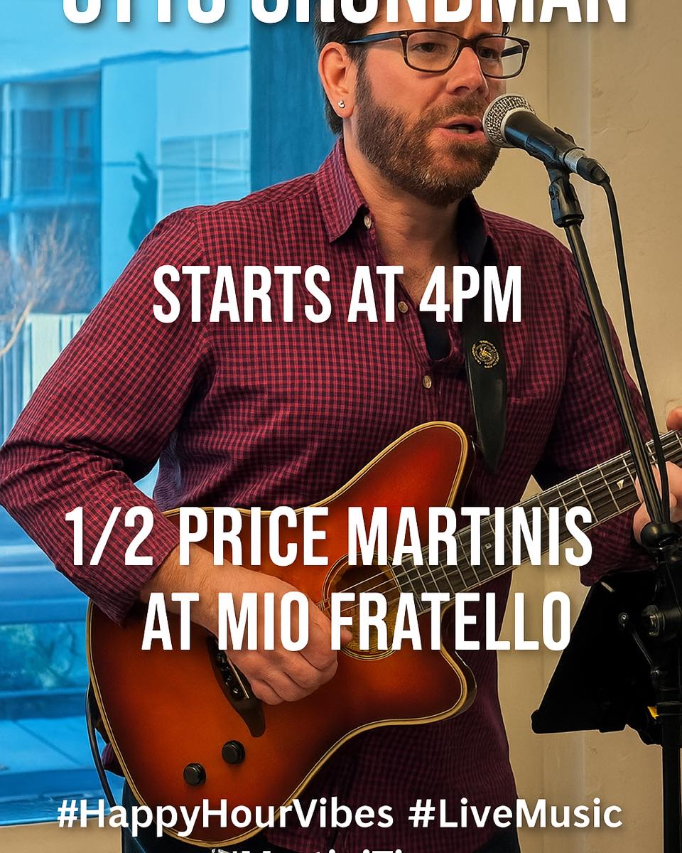 OTTO GRUNDMAN LIVE TONIGHT 🎶
Happy Hour hits different at the bar 🍸
🎤 Otto Grundman starts at 4PM
🍸 1/2-Price Martinis
🎶 Live music • great pours • even better vibes
Slide in early, sip something fabulous, and stay awhile. This is your sign. ✨
📍 Mio Fratello | Selbyville, DE
🕐 Happy Hour daily 1–6PM
📞 302-436-6400
🌐 www.miofratellos.com
#MioFratello #HappyHourVibes #LiveMusicAtMios #HalfPriceMartinis #MartiniTime #Route54Eats #SelbyvilleDE #DelawareBeaches #BarVibes #SipSipHooray 🍸🎶