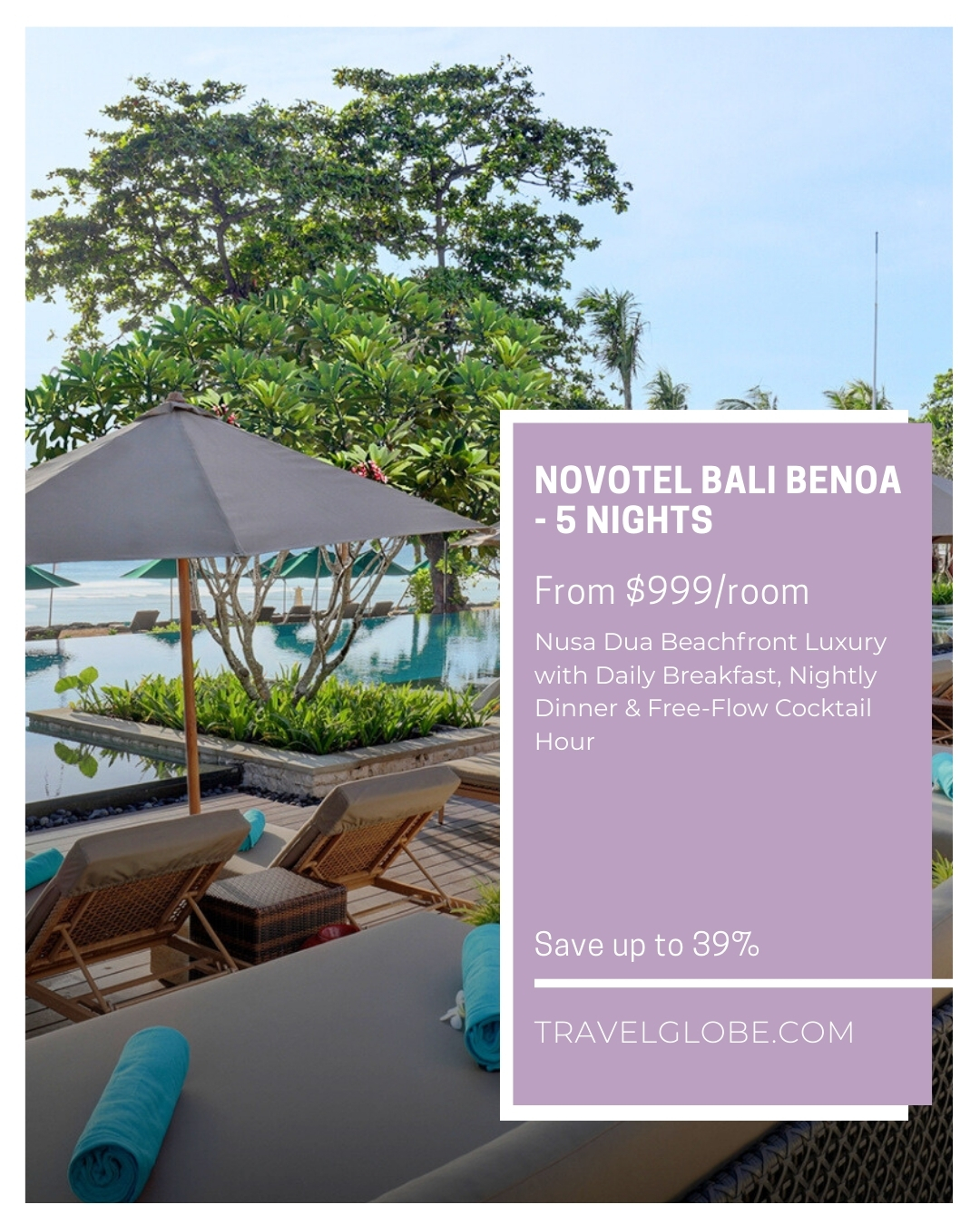 Didn't book a holiday for the new year? Don't stress we have you covered, checkout some incredible deals our agents have on offer.
Discover Tropical Bliss at Novotel Bali Nusa Dua 🌴☀️
5 Nights from $999/room
Set amidst five hectares of lush gardens and a stunning two-tier lagoon pool, Novotel Bali Nusa Dua is your gateway to relaxation, indulgence, and fun. Enjoy daily breakfast, nightly dinner, and free-flow drinks as you soak in the tropical vibes, or take a complimentary shuttle to Bali’s golden southern shores and the resort’s beach club for dreamy sunsets.
Perfect for families, little ones will love the kids’ club with daily activities like Balinese dancing and swimming lessons, while parents can unwind at the In Balance Spa, blending ancient traditions with modern techniques for the ultimate escape from everyday life.
📩 Don't miss out again, contact us today to plan your Bali getaway!
#NovotelBaliNusaDua #BaliTravel #LuxuryResort #FamilyTravel #TropicalEscape #TravelWithTravelglobe #IslandLife #BalineseBliss #TravelMore #Wanderlust #TravelDreams #TravelglobeAgents #Indepdenttravelagents