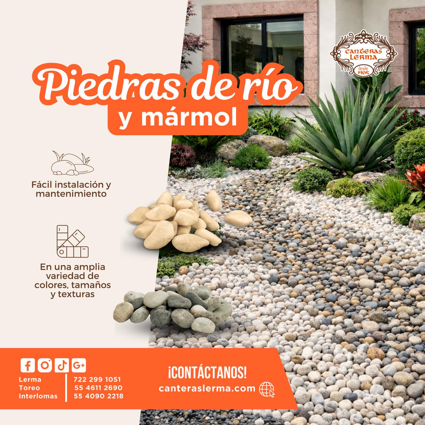 ¡La mejor manera de renovar tu jardín está en Canteras Lerma! 🧡🏡 Conoce nuestra variedad de piedras de río y mármol, y atrévete a transformar tu hogar. 📲 https://www.canteraslerma.com
#CanterasLerma #hechoenmexico #PiedraNatural #Decoración #piedraderio #marmol #jardin