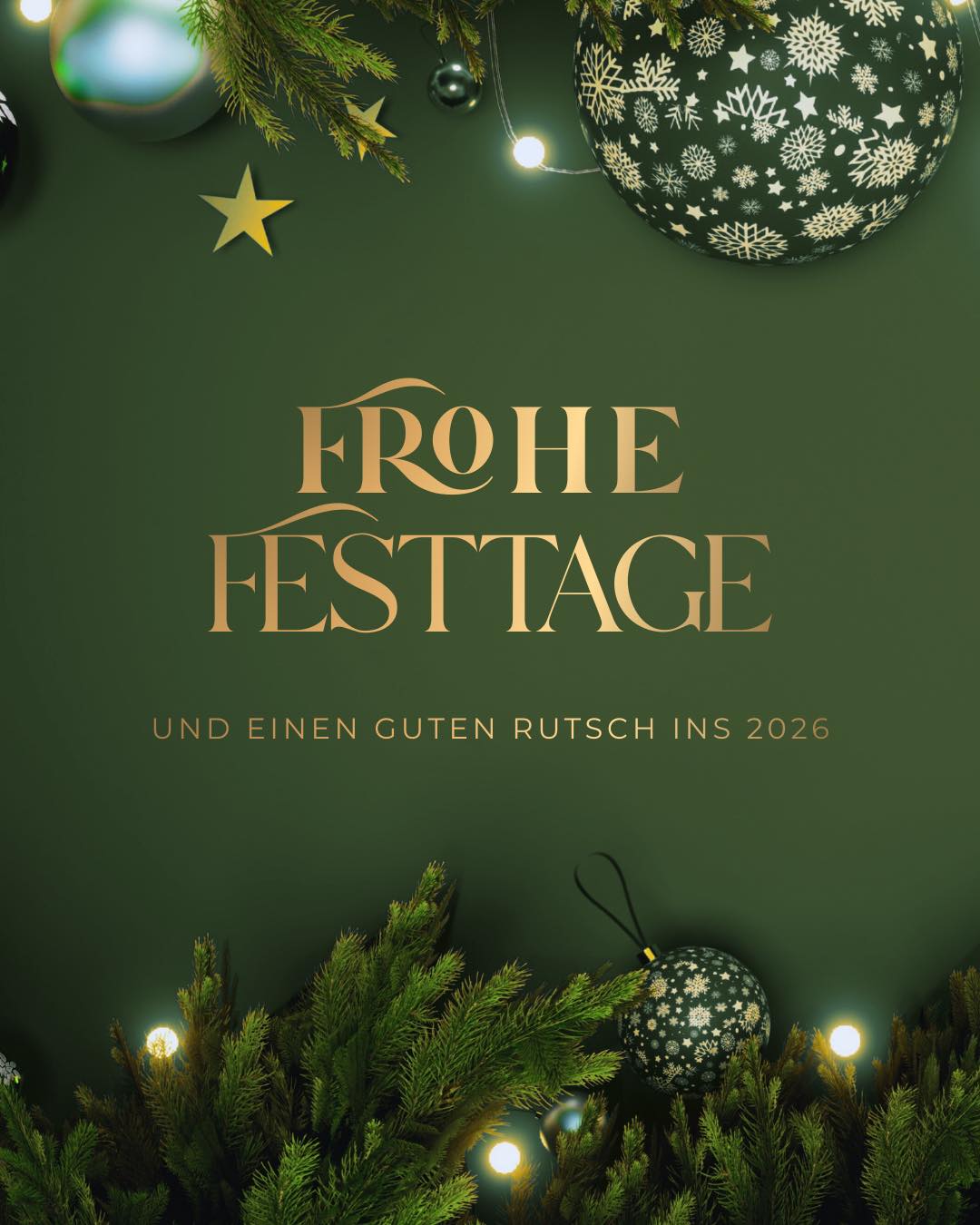 Wir wünschen frohe Festtage und einen erfolgreichen Start ins Jahr 2026 ✨
Vielen Dank für das Vertrauen und die Zusammenarbeit. 🎄🥂