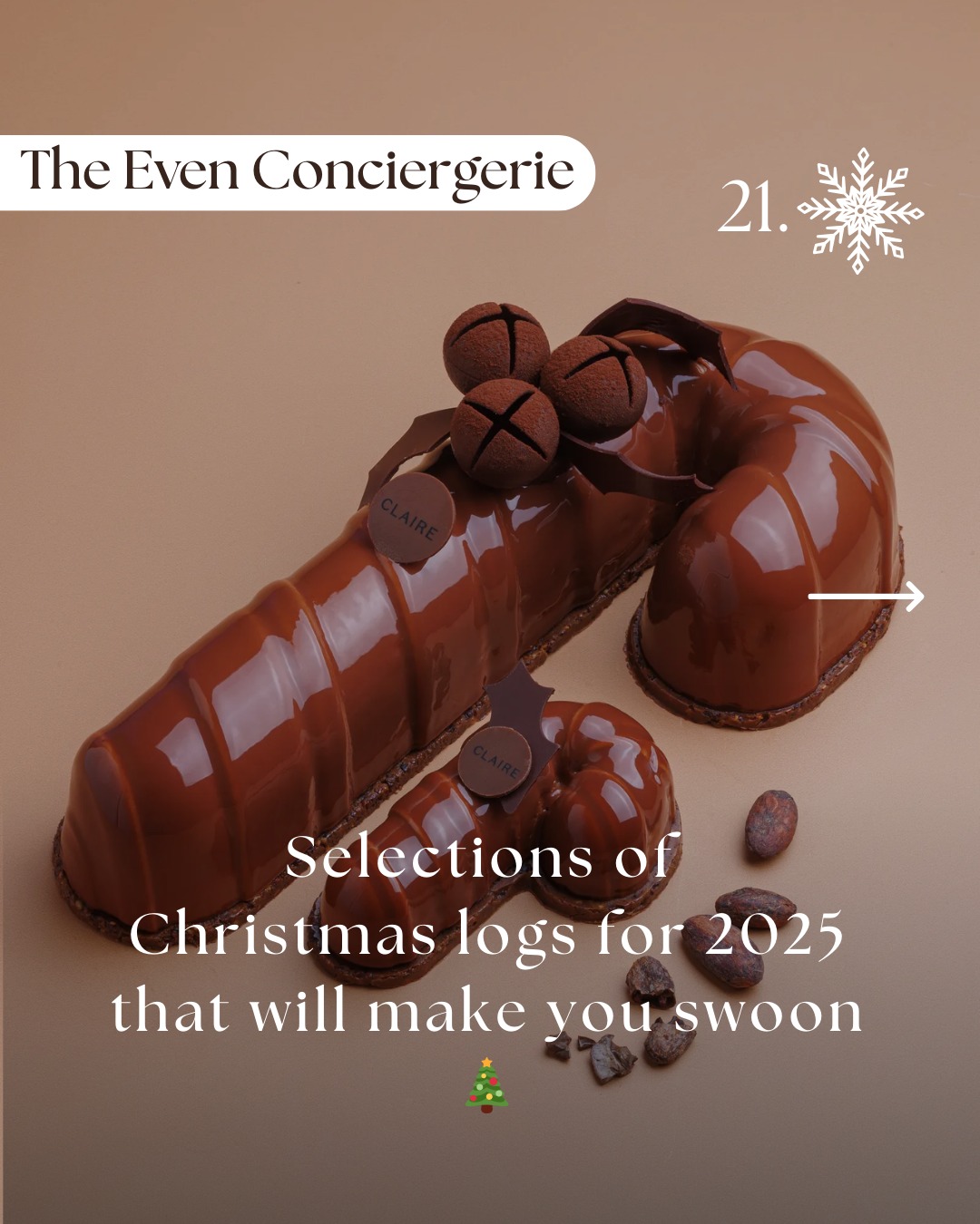 The most indulgent way to end your festive meal ✨
A refined selection of Christmas logs for 2025, crafted to delight every sweet tooth. From timeless classics to bold creations, each bite is pure holiday magic.
Which one would you fall for? 🎄🍫
#parisendecembre #extraordinaire #evengestion #buchesdenoel