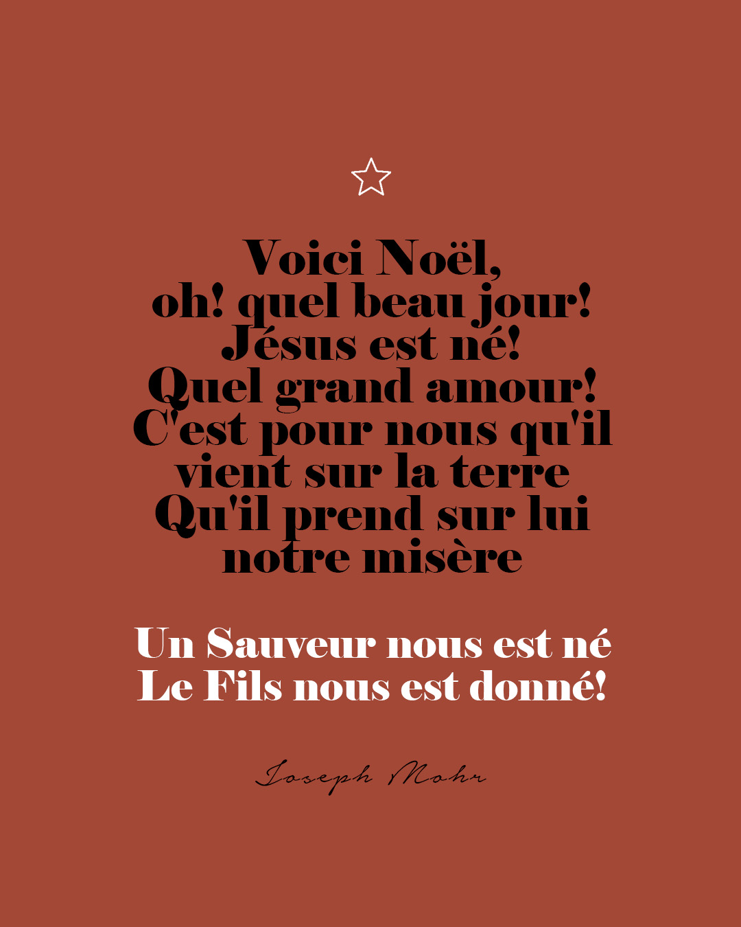 🎶 Voici Noël, oh! quel beau jour!
Jésus est né! Quel grand amour!
C'est pour nous qu'il vient sur la terre
Qu'il prend sur lui notre misère
Un Sauveur nous est né
Le Fils nous est donné!
— Joseph Mohr
#UnePetiteInfluence #FemmesDeFoi #Chretienne #Evangile #Jesus #NaissancedeJesus