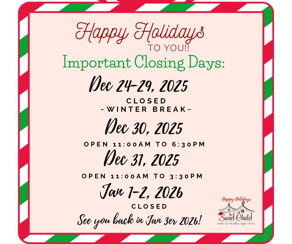 Happy Holidays to all! We are closed for the week now!! See you back on Tuesday Dec 30th!!! Merry Christmas 2025! Xo🏠🎄🎁🧑🎄 #thesweetchaletshoppe #happyholidays #merrychristmas #merrychristmaseveryone #merrychristmas2025 #have #fun #havefuntoday #family #first #familyfirst❣️ #familyfirst💯❤️ #enjoy