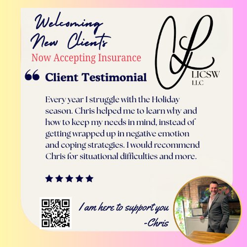 Welcoming New Clients
Accepting Insurance
Chris Lauzon, LICSW
Therapist
Boston, MA
#LauzonLICSW #MassachusettsTherapy #chrislauzonlicsw #newmentalmuscle #licsw #oldmentalmuscle #mentalhealth #Anxiety #DepressionAndAnxietyAwareness #mentalhealthawareness #adhdlife #therapyboston #mentalwellnessmatters #healthylifestyle #healthyrelationships #marriagegoals #relationship #selfcare #selfimprovementjourney #selfawareness #chrislauzontherapist @headway @aetna @point32health @humana @cignahealthcare @masocialworkers @optum