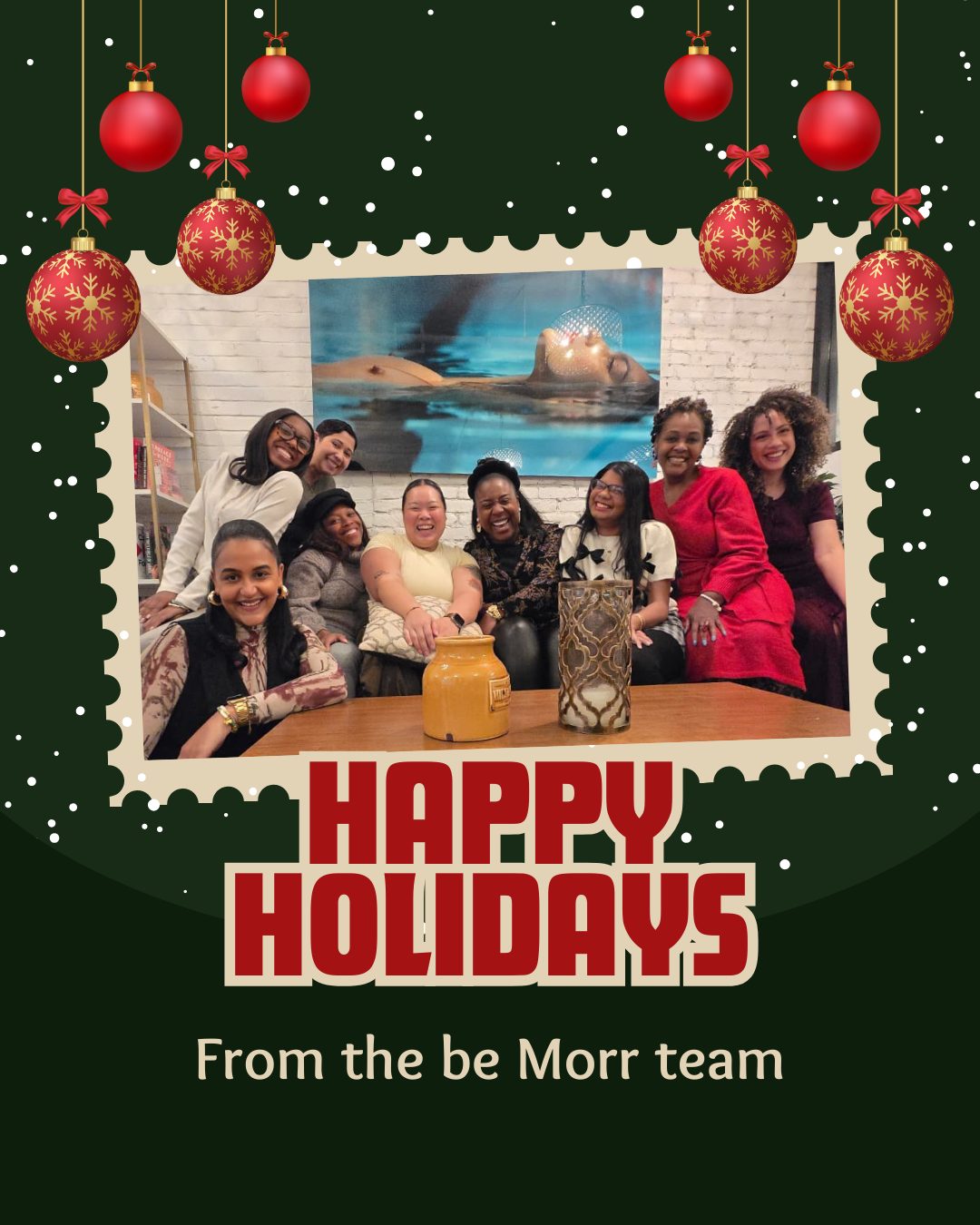 The dream team ✨
So grateful for the people who show up every day to hold space, create healing, and build this community with us. Here's to the humans behind be Morr.
From all of us to all of you - wishing you a restorative holiday season filled with peace and ease 💛