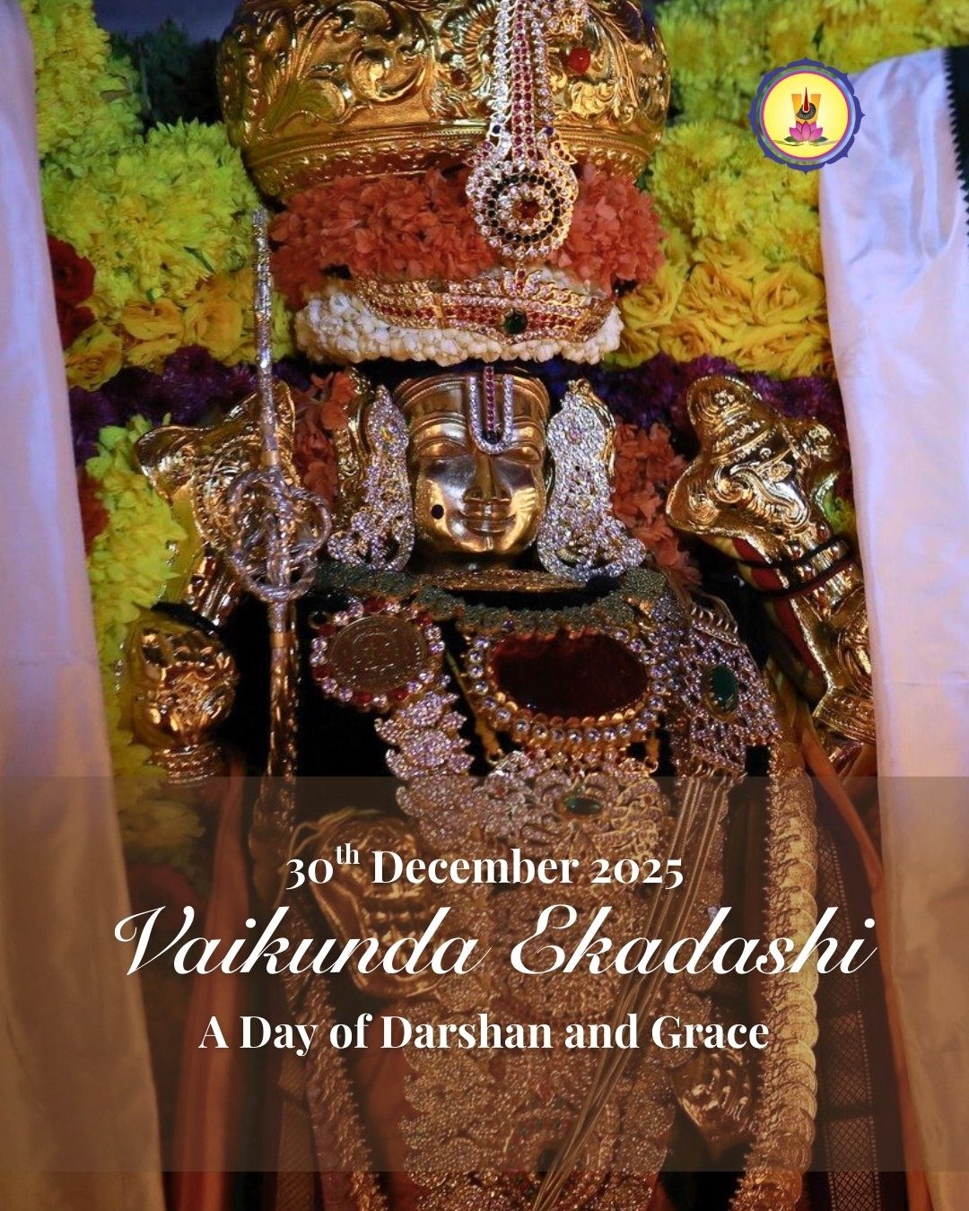 Once a year, the path turns inward. This year it is on 30th of December.
Vaikunta Ekadashi reminds us that liberation begins with stillness, restraint, and remembrance of Sri Narayana.
At Saligrama Devasthanam, this sacred day is observed with reverence, allowing the heart to settle and grace to unfold naturally.
May this Ekadashi draw the mind closer to what is eternal.
For more details and to partake in the celebrations visit - https://www.saligrama.org/vaikuntaekadasi-2025
