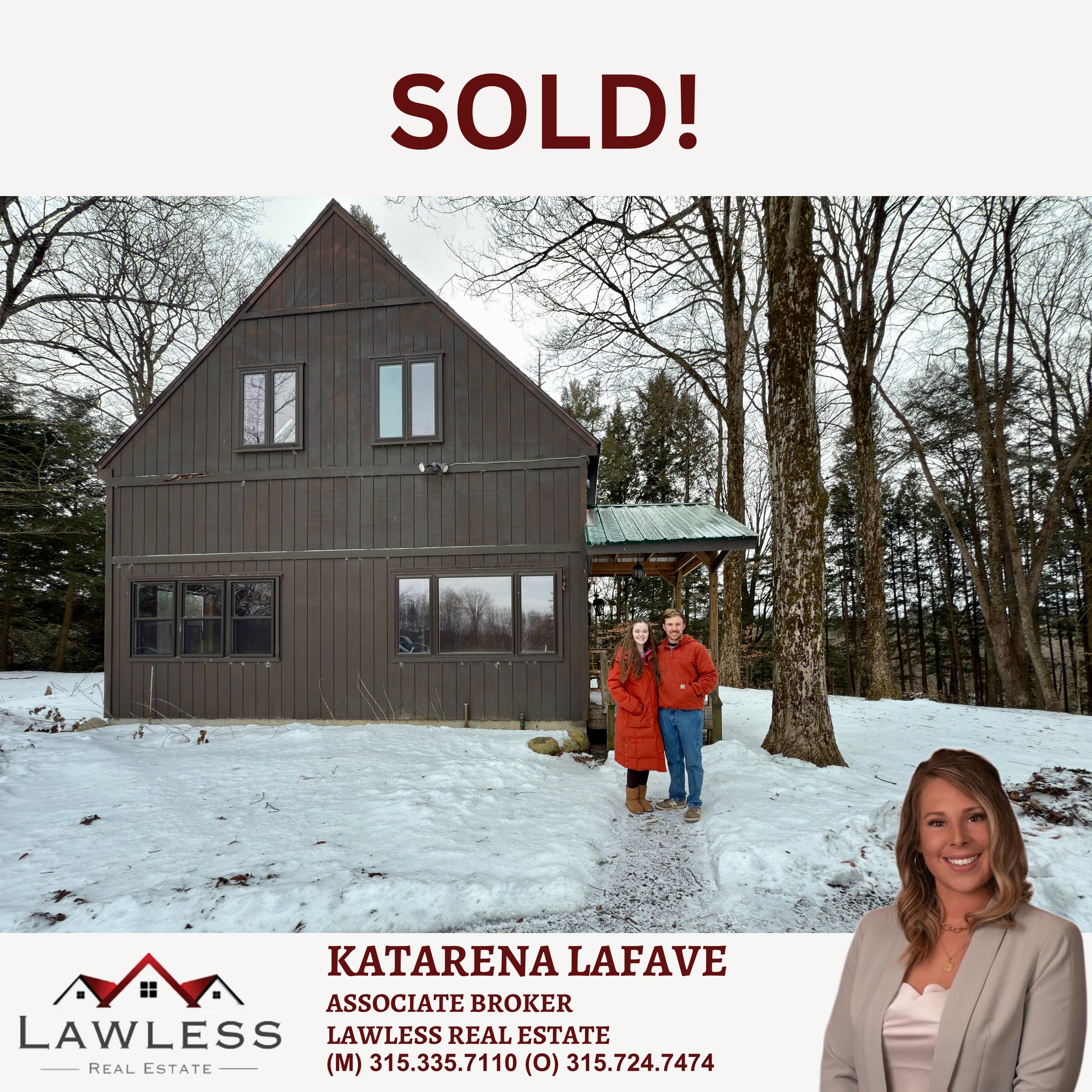 Congratulations too Meghan and Lucas on buying their first house! May your new home be filled with laughter, love, and countless cherished memories. Wishing you both all the happiness in the world as you settle into your lovely new home. Here’s to new beginnings and a future bright with possibilities! 🏡✨
Considering listing your home or purchasing a new one in 2026? Let’s begin the conversation now! We can discuss how to prepare your house for the market or outline the initial steps for buying a new property.🏠
Katarena LaFave
Licensed Real Estate Associate Broker
(M) 315-335-7110
(O) 315-724-7474
(E) kat.lawlessrealestate@gmail.com