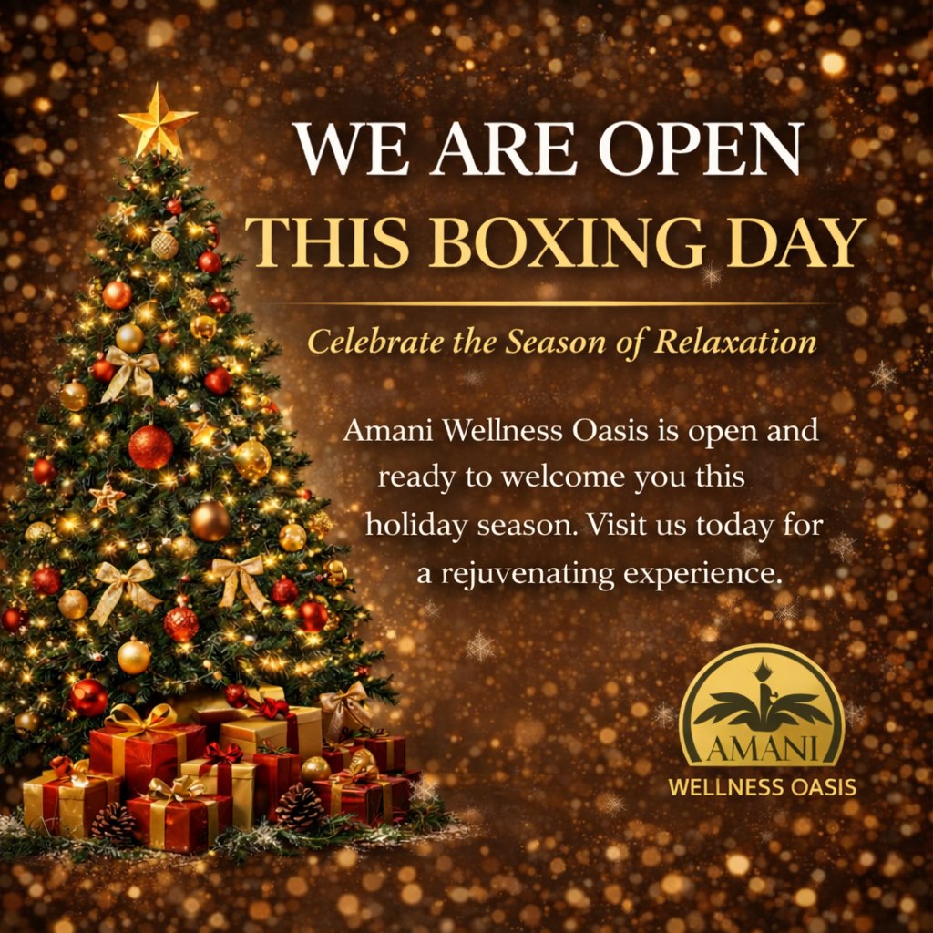 After the celebrations, it’s time to relax. Join us this Boxing Day for a peaceful wellness experience at Amani Wellness Oasis. We are open.
#BoxingDay #FestiveSeason #HolidayWellness #SelfCareTime #RelaxAndUnwind #SpaExperience #AmaniWellnessOasis #WellnessInKenya #LuxuryWellness #TrustedWellness