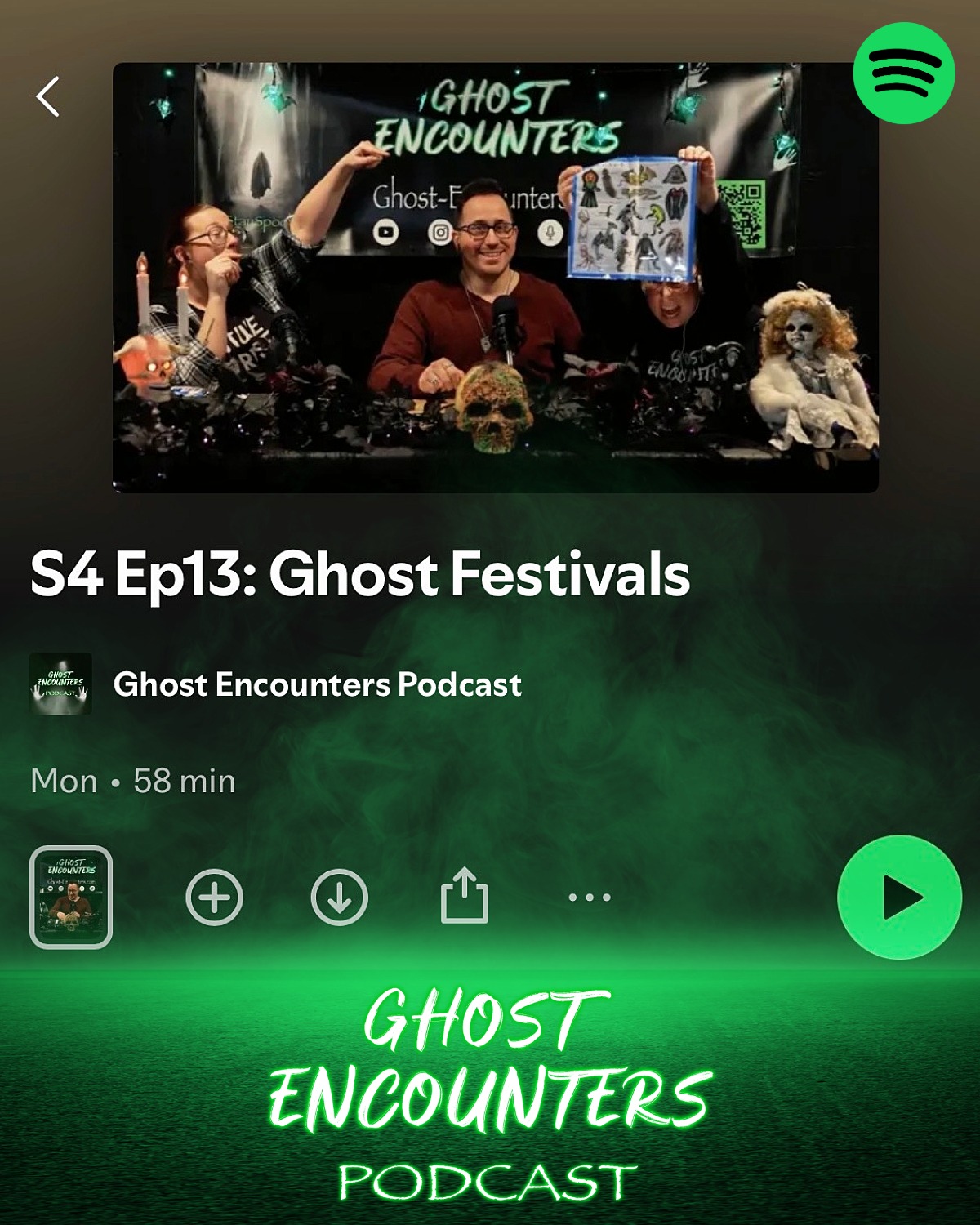 Listen to Ghost Encounters Podcast S4 Ep13: Ghost Festivals 👻✨🎉💀
Watch or Listen on @spotify
While many festivals celebrate joy, light, and togetherness — others honor the dead, the spirits, and the unseen. In this episode of Ghost Encounters, we’re traveling across cultures and continents to explore ghost festivals from around the world.
Want AD-FREE episodes, early access, discounted merch, bonus content, and more! Then become a Spooky VIP! Visit: https://www.patreon.com/GhostEncountersPodcast
Visit the Spooky Shop for Ghost Encounters Podcast merch! Visit our website and click on Spooky Shop! www.Ghost-Encounters.com
Send spooky Fan Stories to GhostEncountersStories@gmail.com
Sponsored By @ghostmarketingco
#ghostencounters #podcast #stayspooky #spotify #haunted #paranormal #ghosts #festival #ghostfestival #yokai #yokaifestival #hungryghostfestival #hungryghost #DiaDeLosMuertos #holiday